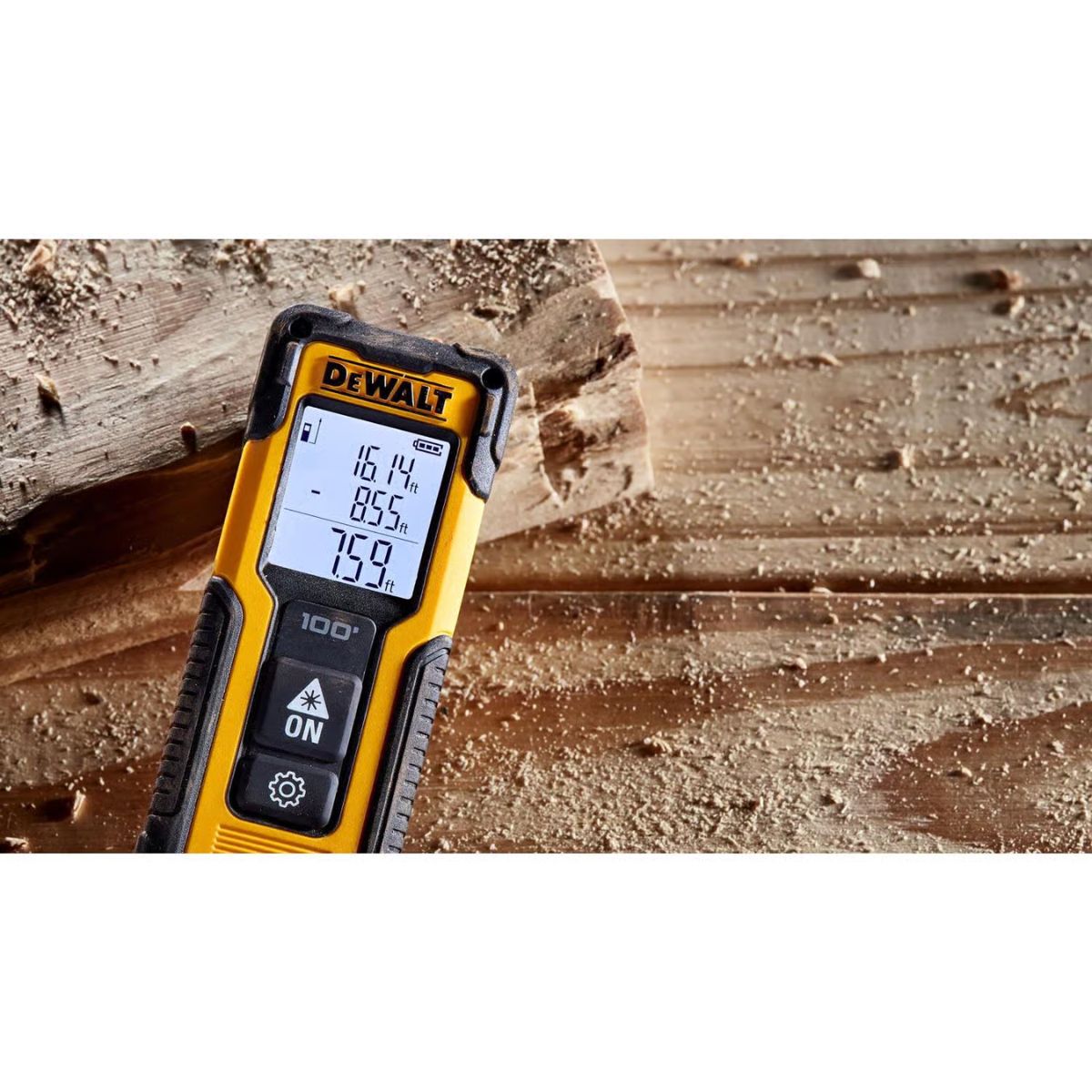 DeWalt 6.5 in. L x 3.8 in. W Laser Distance Measurer 100 ft. Black/Yellow 1 Piece