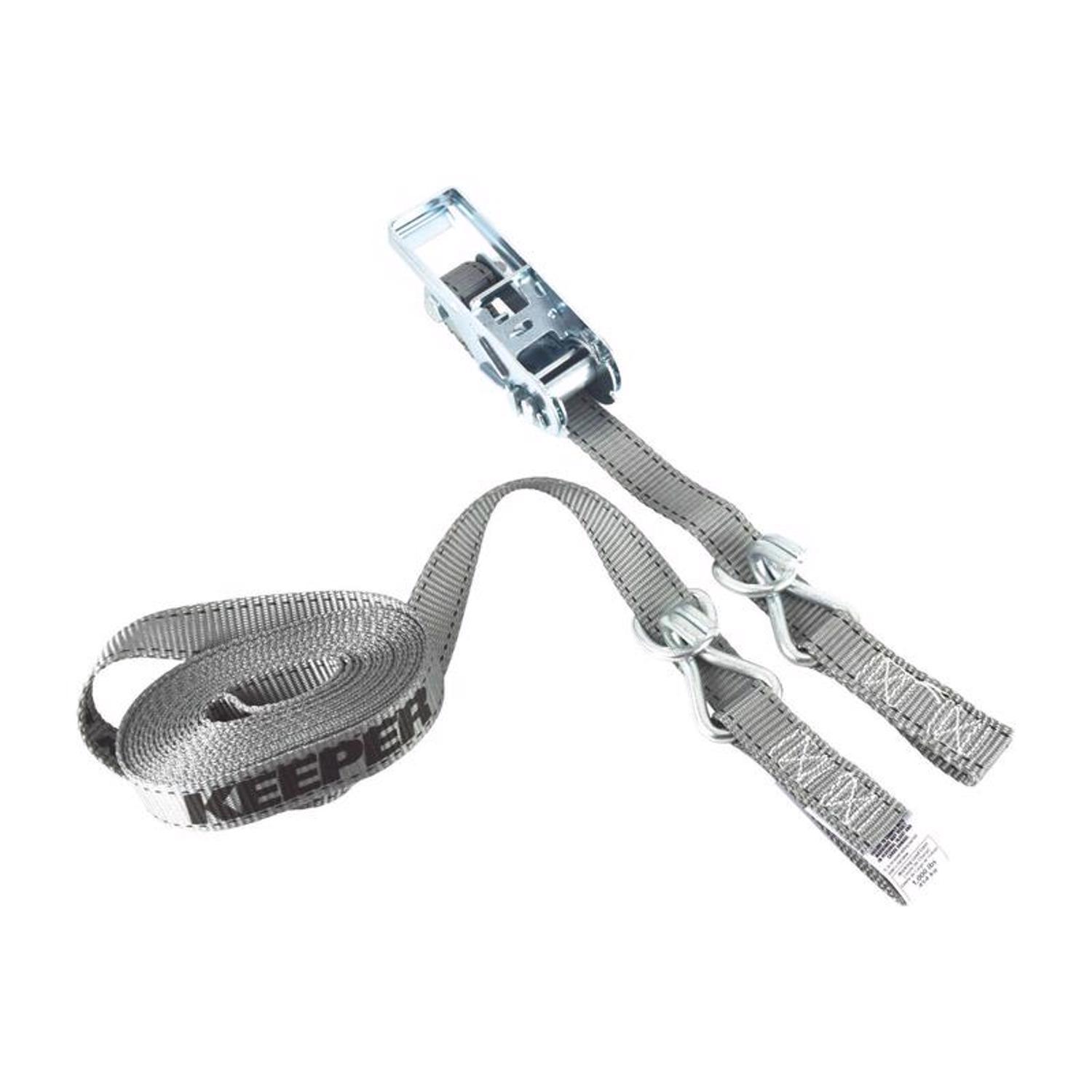 Keeper 1 in. W X 15 ft. L Gray Tie Down w/Ratchet 666 lb 1 pk