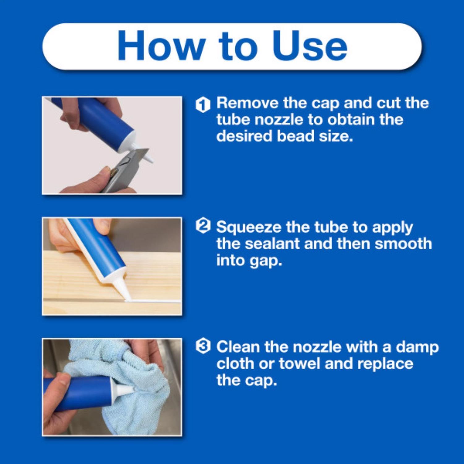 GE Re-New White Silicone Kitchen and Bath Caulk Sealant 2.7 oz