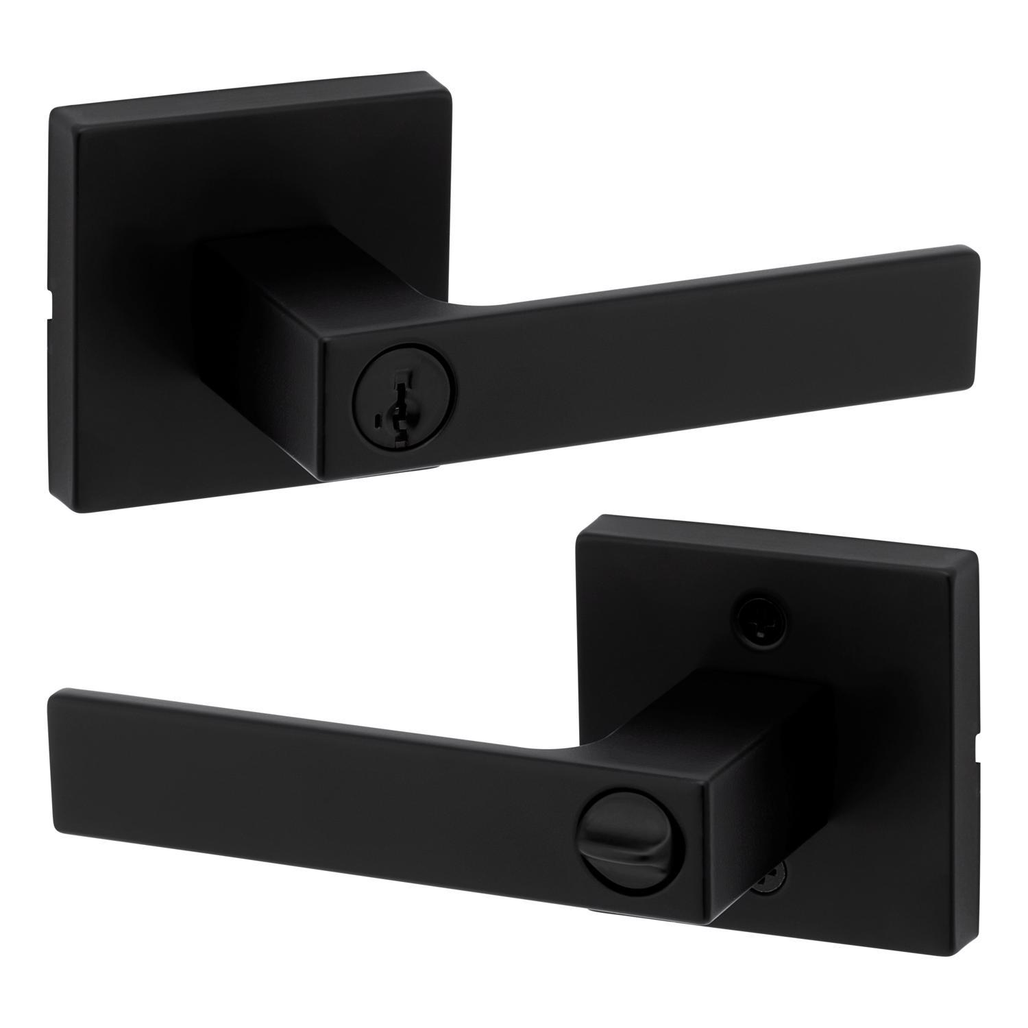 Kwikset Singapore Contemporary Matte Black Entry Door Knob 1-3/4 in.