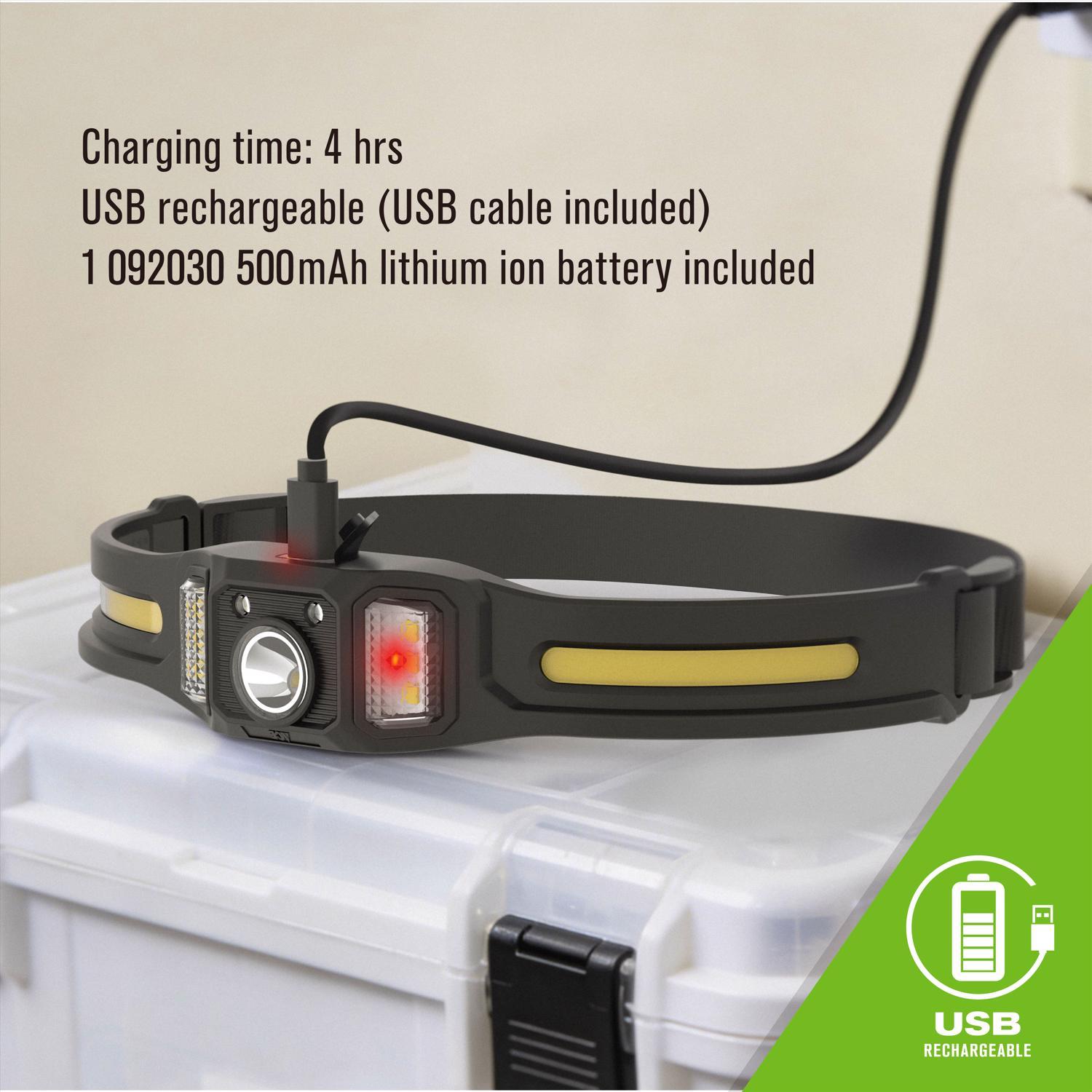 Ace 500 lm Black LED Rechargeable Head Lamp