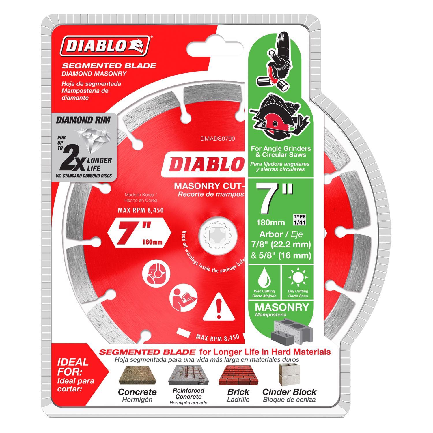 Diablo 7 in. D X 7/8 in. Diamond Masonry Cut-Off Disc 1 pk