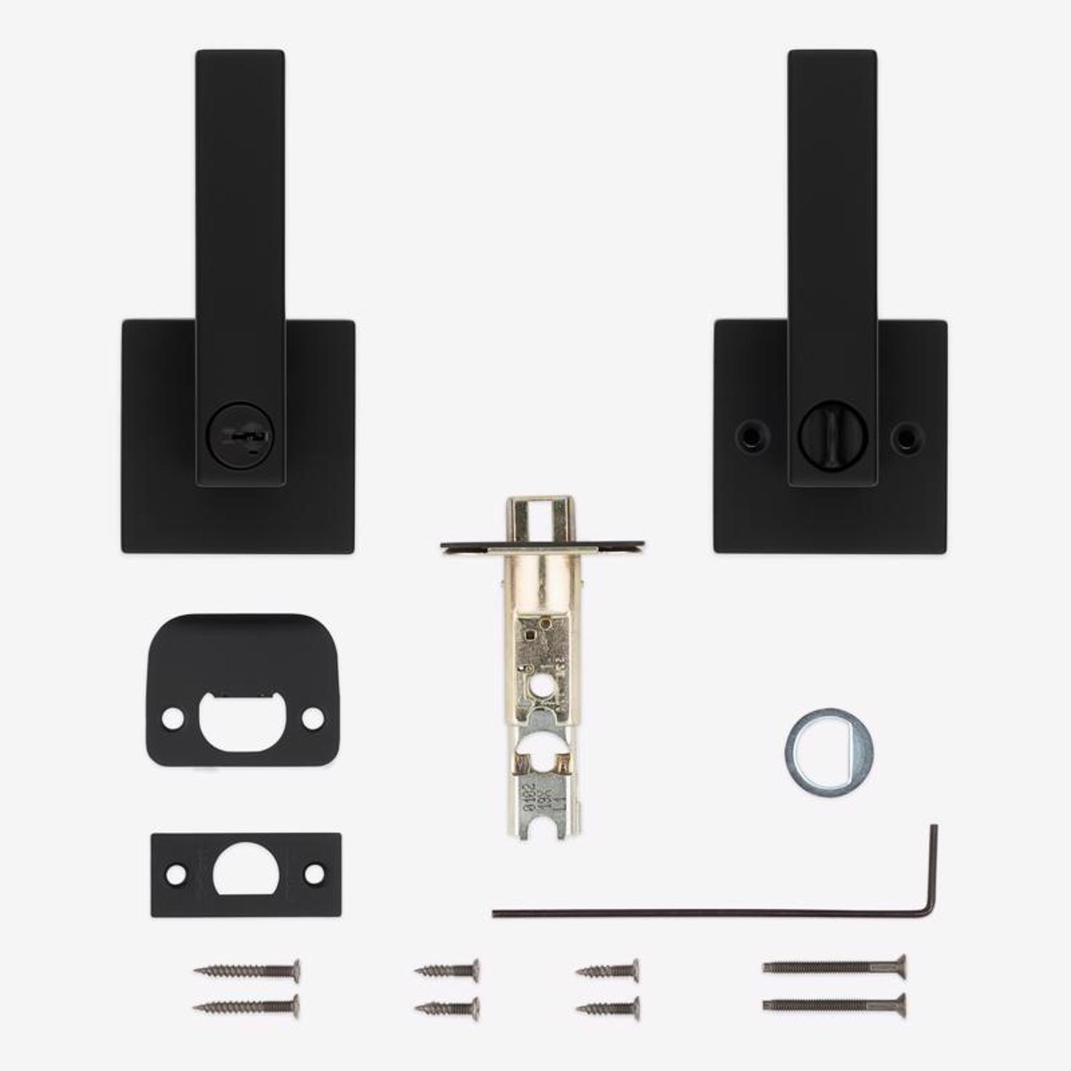 Kwikset Singapore Contemporary Matte Black Entry Door Knob 1-3/4 in.