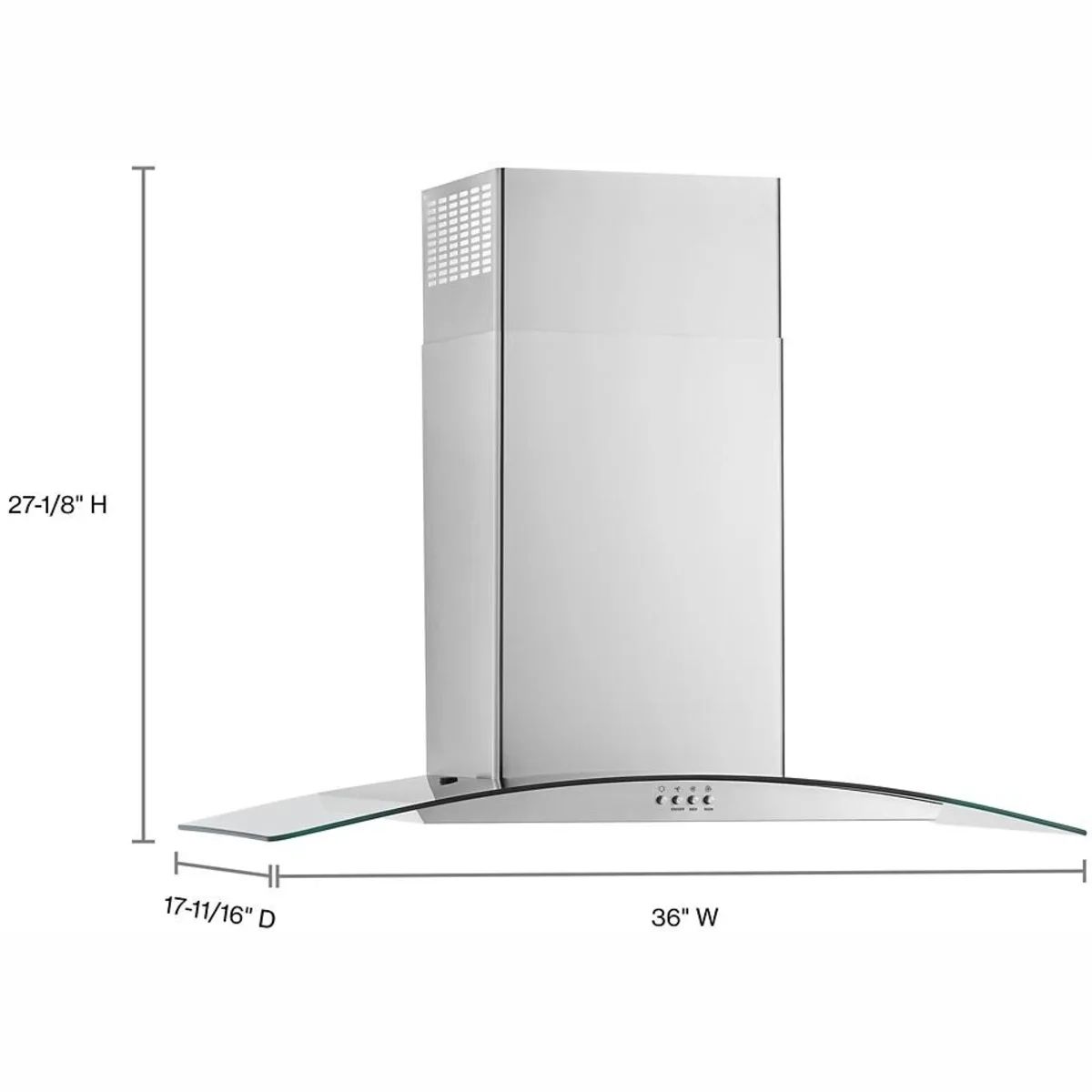 Whirpool 36 in. Curved Glass Wall Mount Range Hood