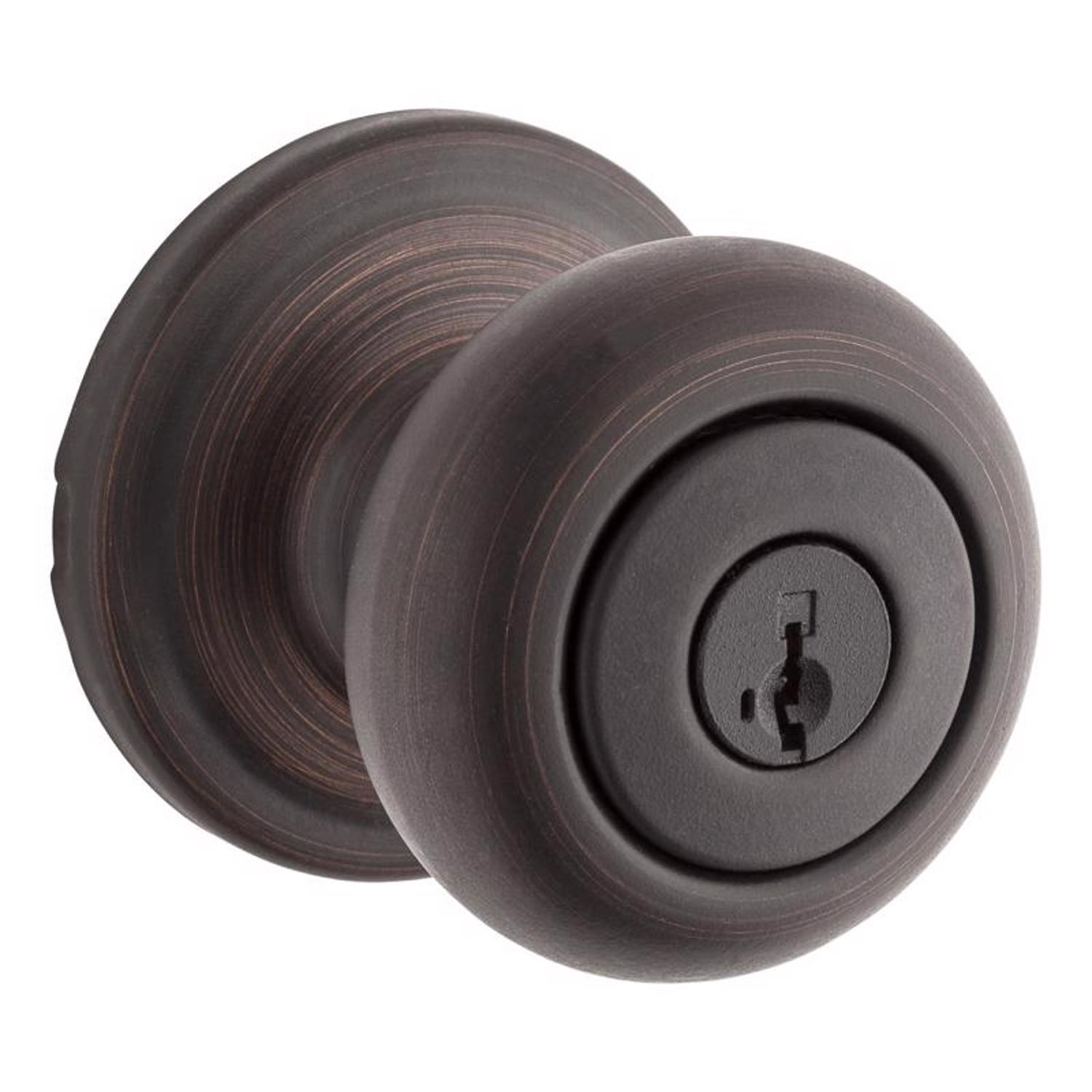 Kwikset SmartKey Juno Venetian Bronze Entry Door Knob KW1 1-3/4 in.