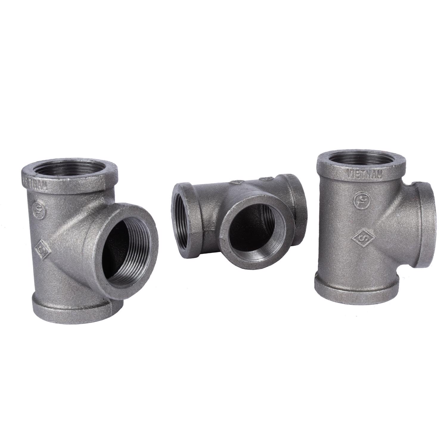 STZ Industries 1/2 in. FIP each X 1/2 in. D FIP 1/2 in. D FIP Black Malleable Iron Tee