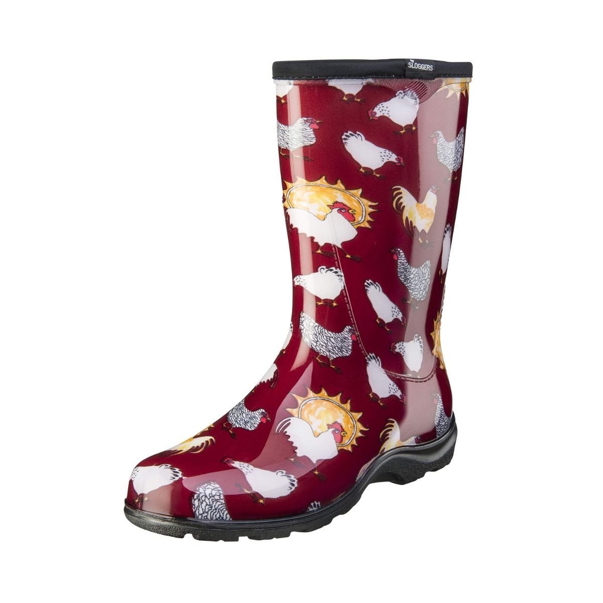 Sloggers Waterproof Garden Rain Boots for Women Chicken Red Print size 9