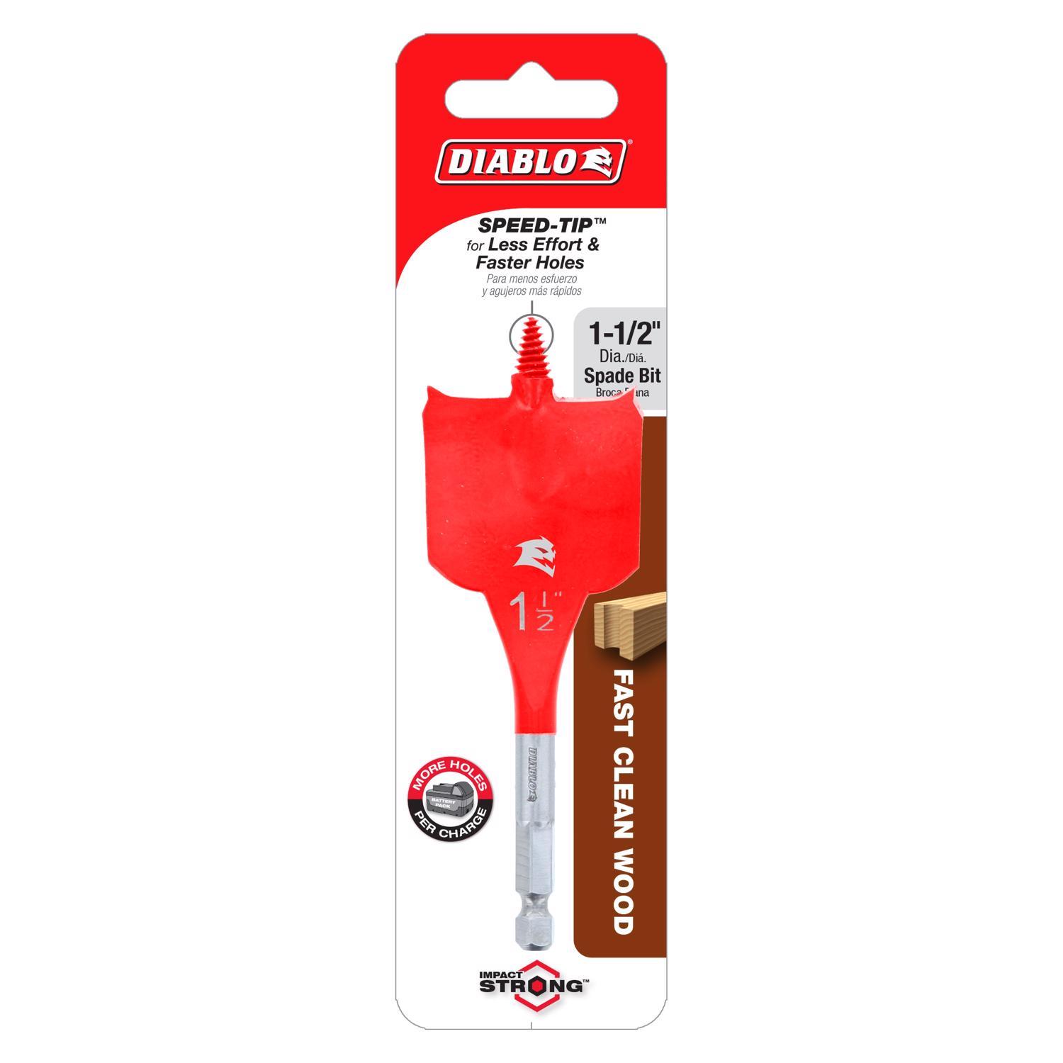 Diablo 1-1/2 in. X 4 in. L High Speed Steel Clean Wood Spade Bit Hex Shank 1 pk