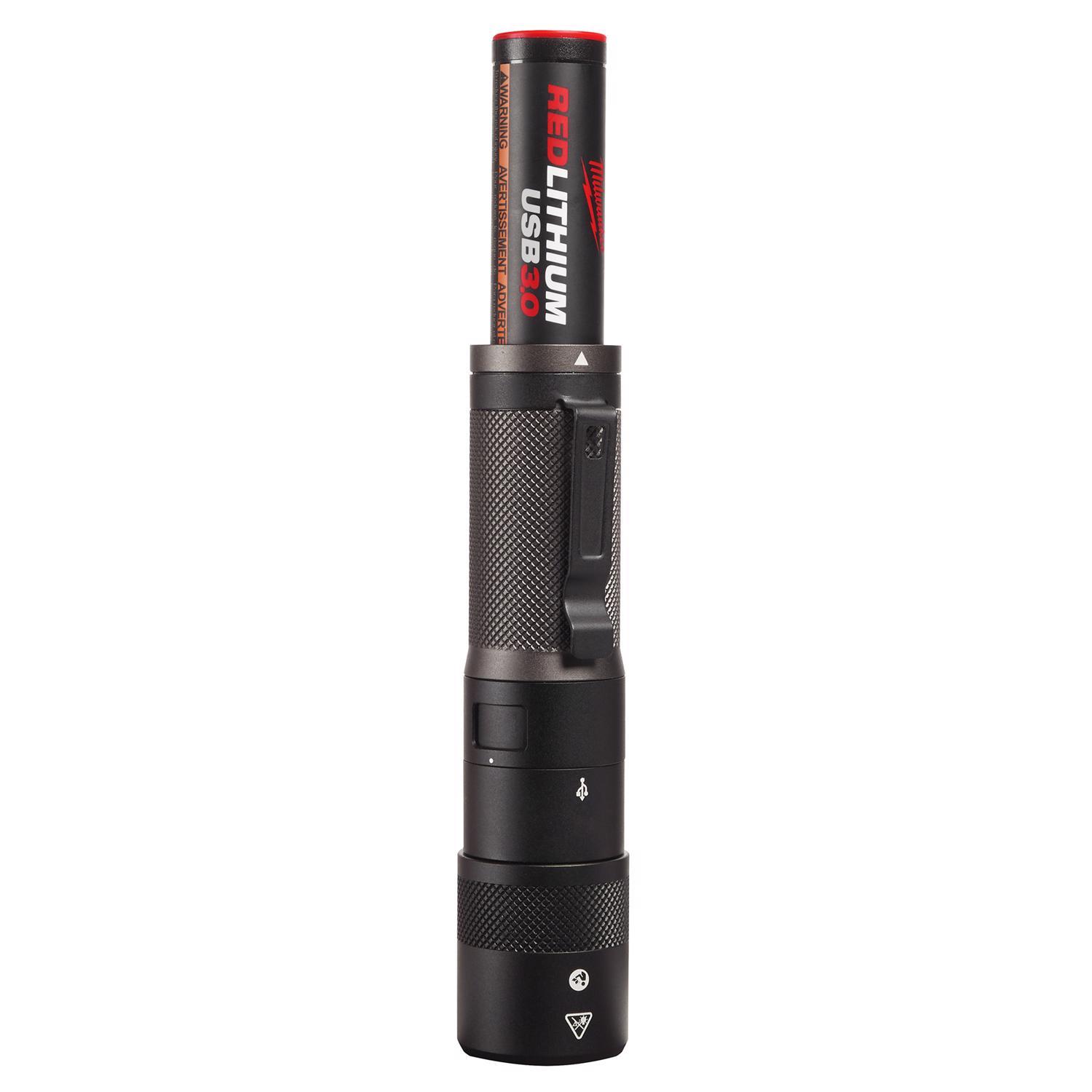 Milwaukee Redlithium 1100 lm Black LED Rechargeable Twist Flashlight