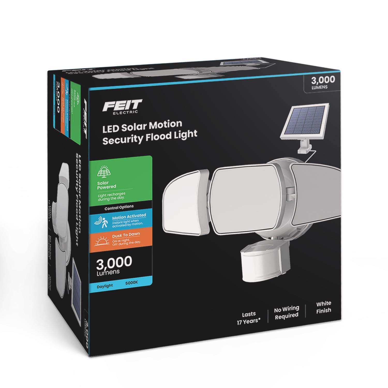 Feit Motion-Sensing Solar Powered LED White Security Floodlight