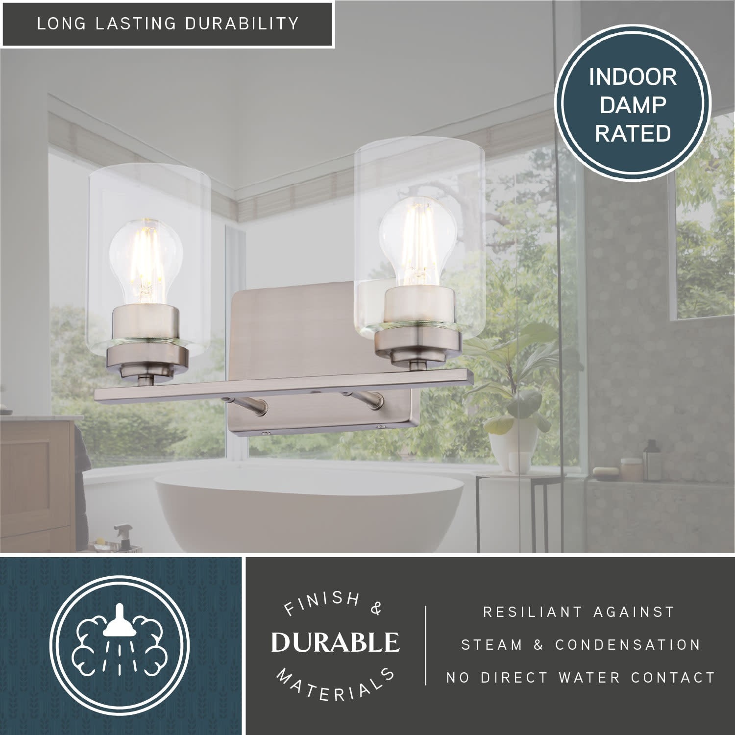 Vaxcel Lighting W0526 Park Ridge 2 Light 13 in.W Vanity Light - Nickel