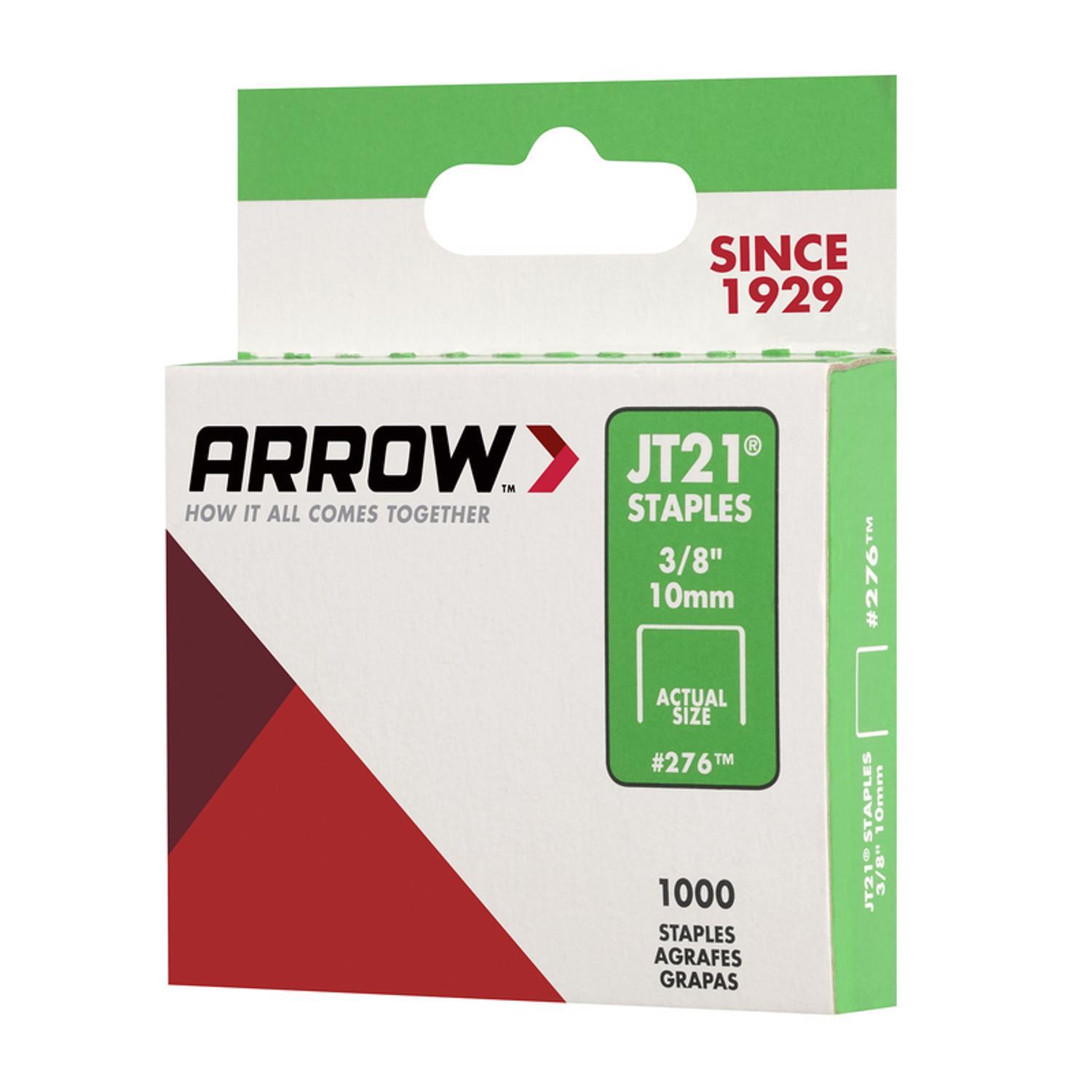Arrow JT21 7/16 in. W X 3/8 in. L 23 Ga. Wide Crown Light Duty Staples 1000 pk