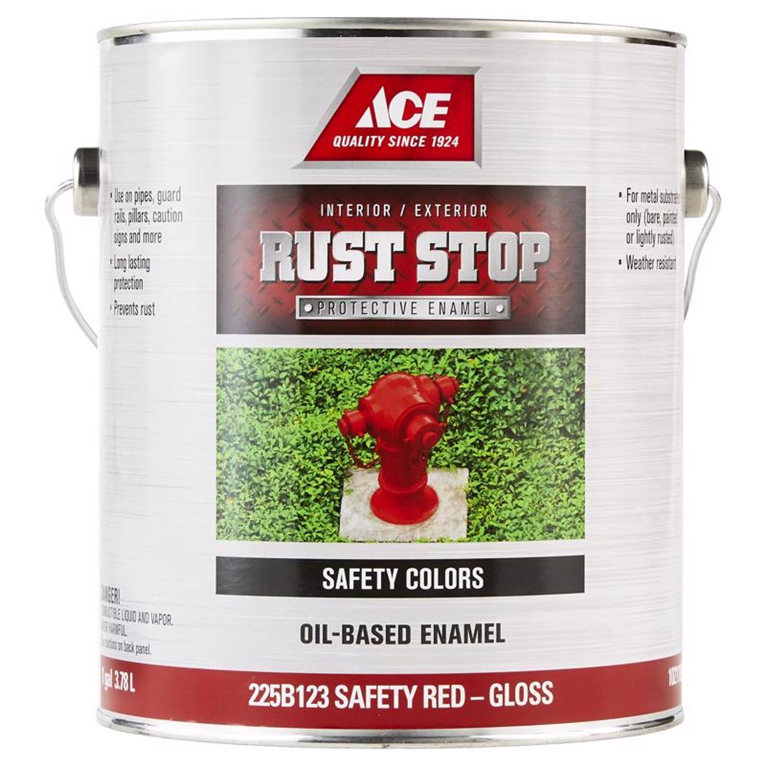 Ace Rust Stop Indoor/Outdoor Gloss Safety Red Oil-Based Enamel Rust Prevention Paint 1 gal