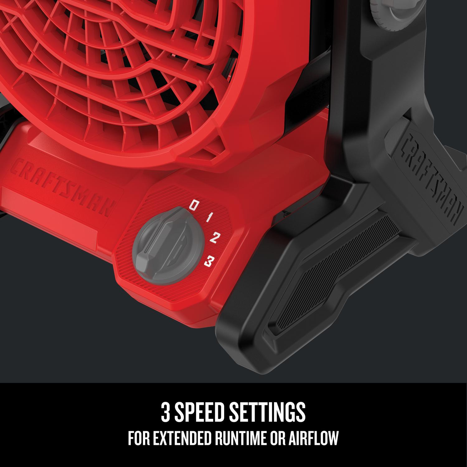 Craftsman V20 14 in. H 3 speed Cordless Jobsite Fan