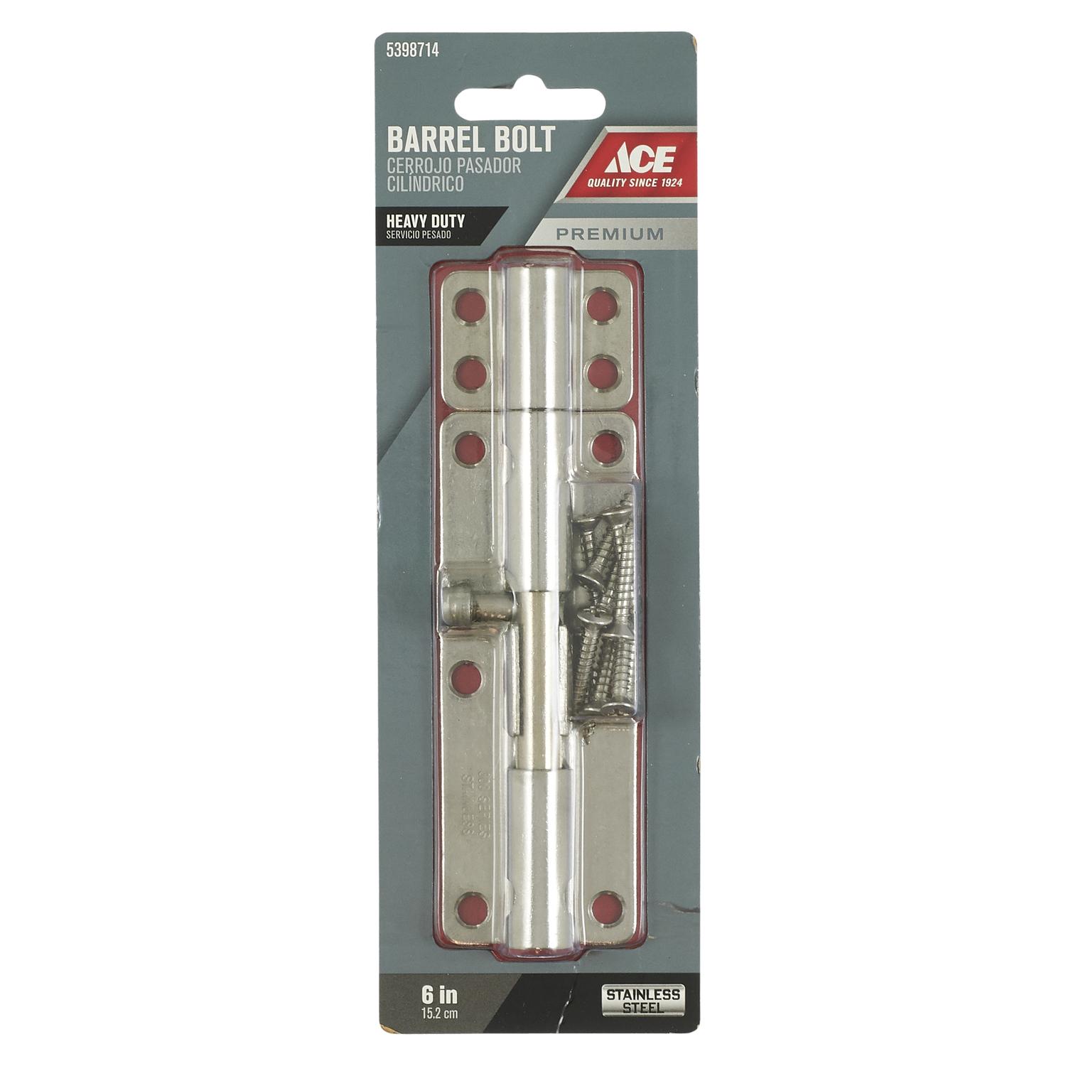 Ace 6 in. L Polished Stainless Steel Heavy Duty Barrel Bolt 1 pk