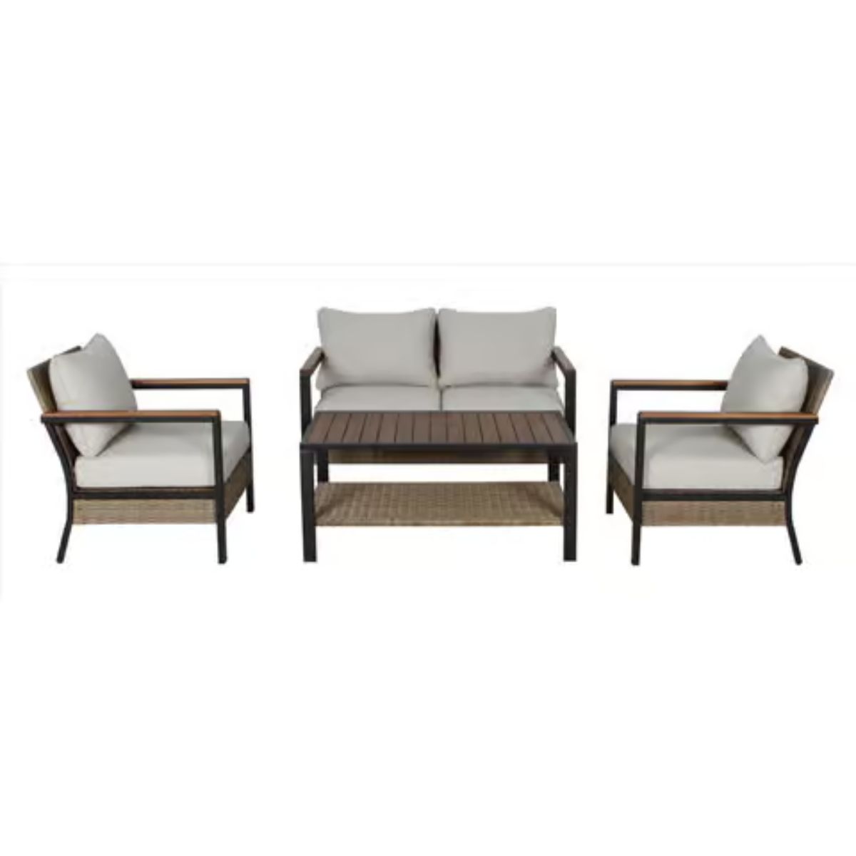 Living Accents 4 pc Black Steel Contemporary Patio Set Tan