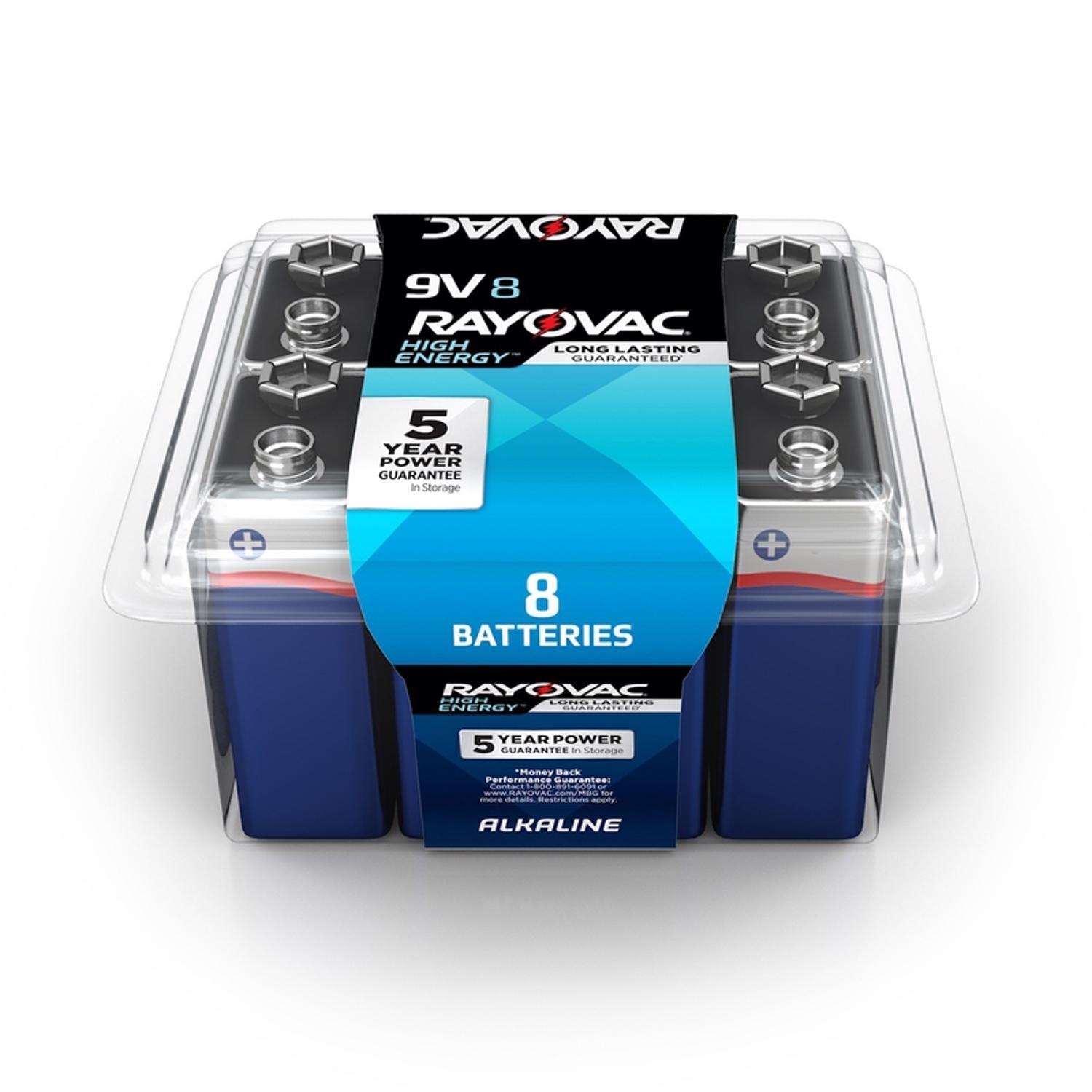 Rayovac High Energy 9-Volt Alkaline Batteries 8 pk Clamshell