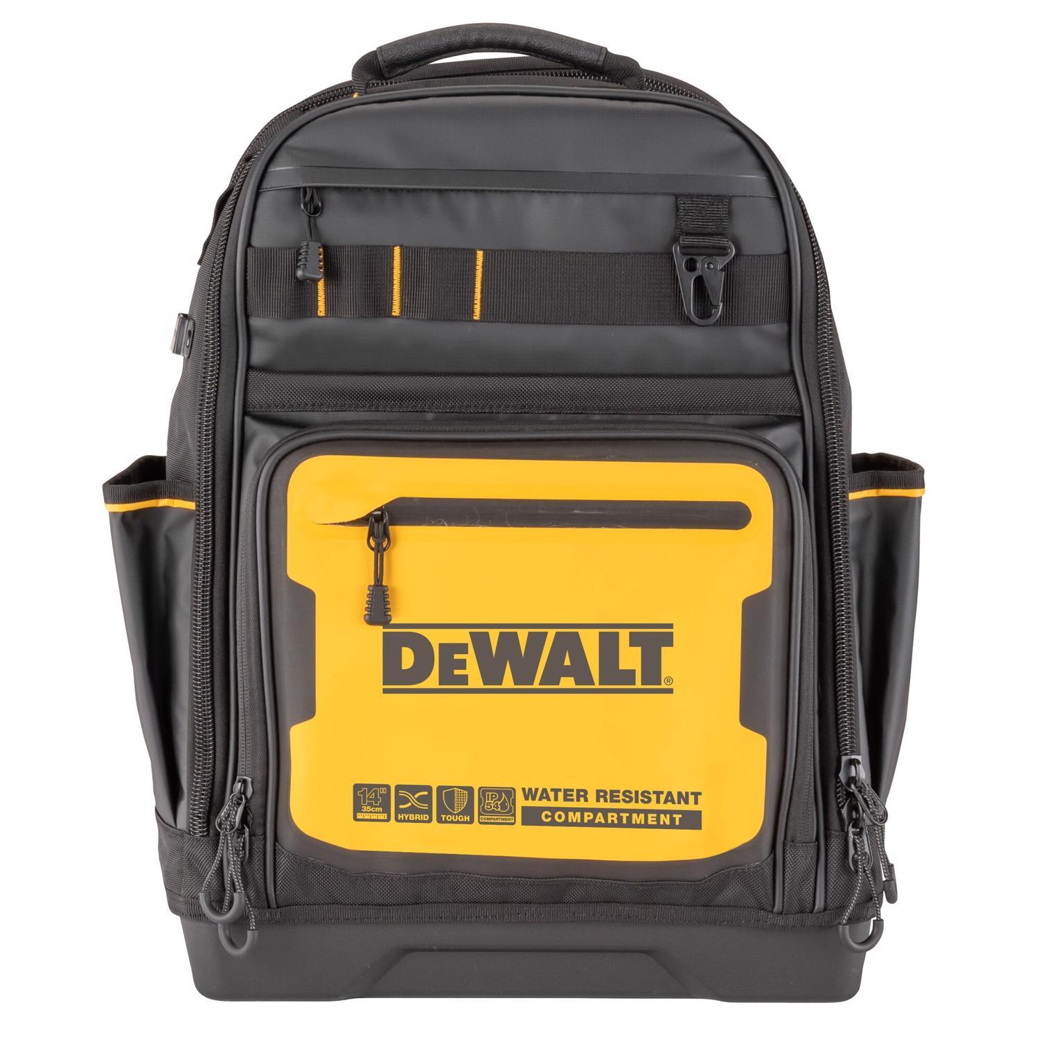 DEWALT 7.75 in. W X 18.75 in. H Polyester/Tarpaulin Pro Backpack Tool Bag 43 pocket Black/Yellow 1 p