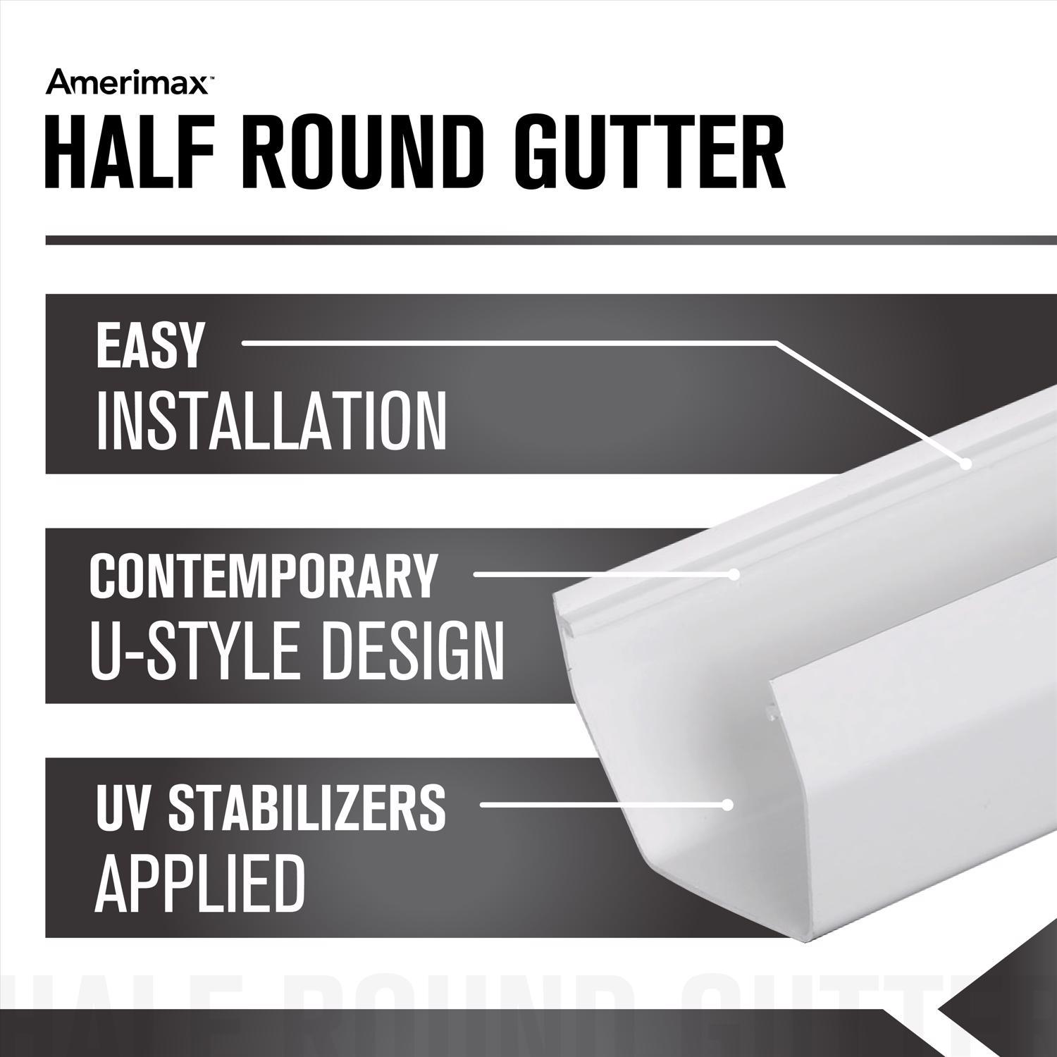 Amerimax 4 in. H X 5 in. W X 120 in. L White Vinyl U Gutter