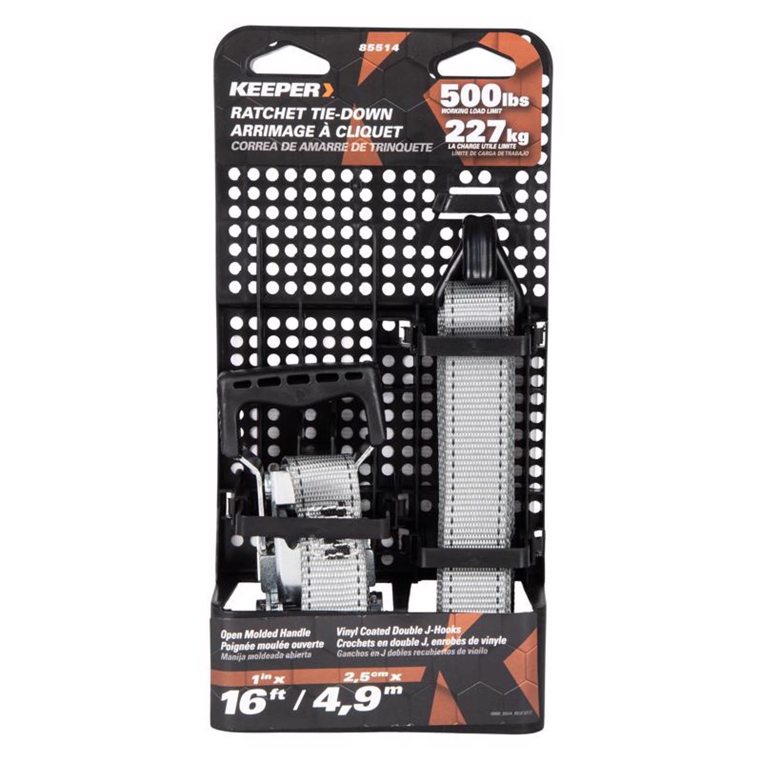 Keeper 1 in. W X 16 ft. L Gray Tie Down 500 lb 1 pk