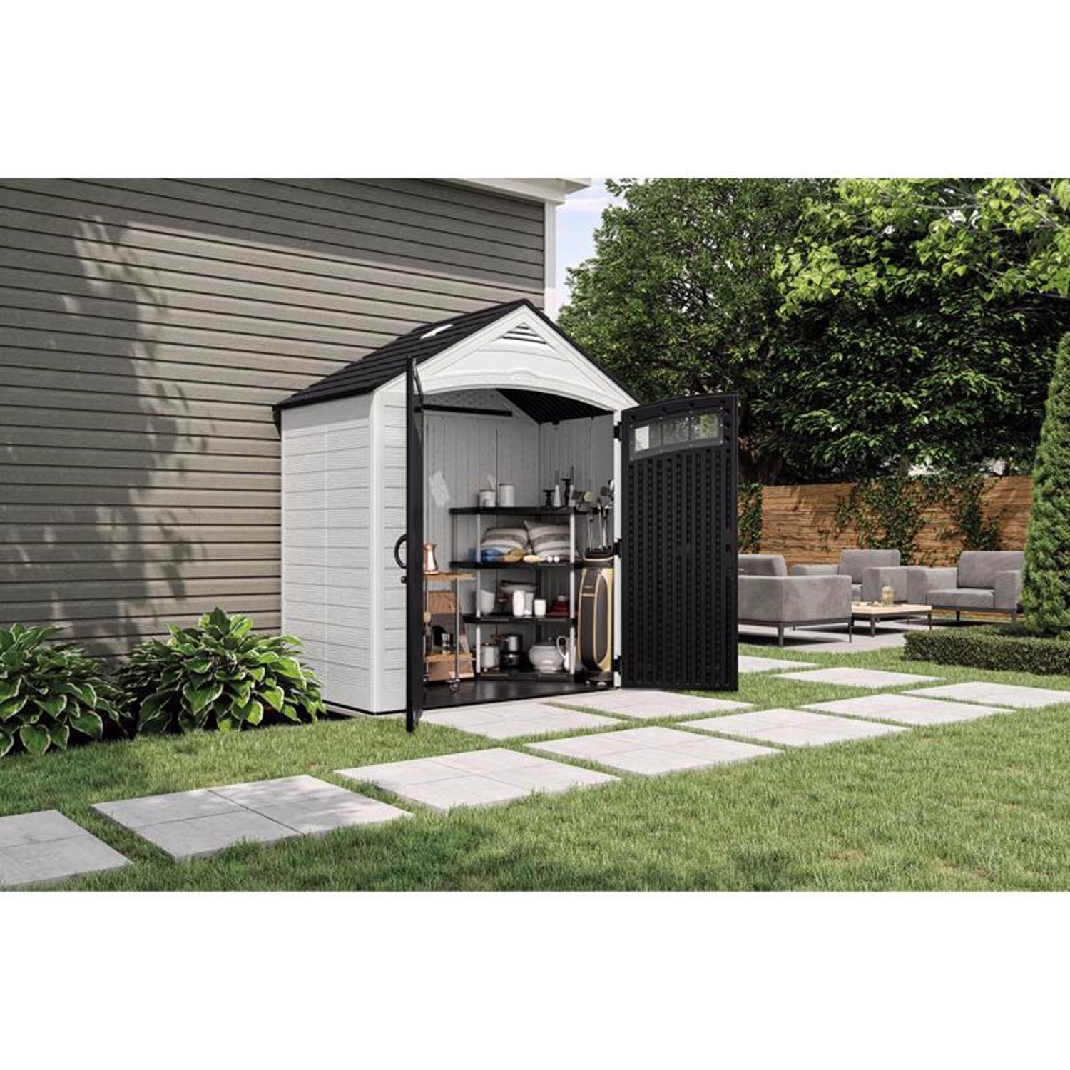 Suncast Vista 7 ft. x 4 ft. Resin Standard Modern Storage Shed with Floor Kit
