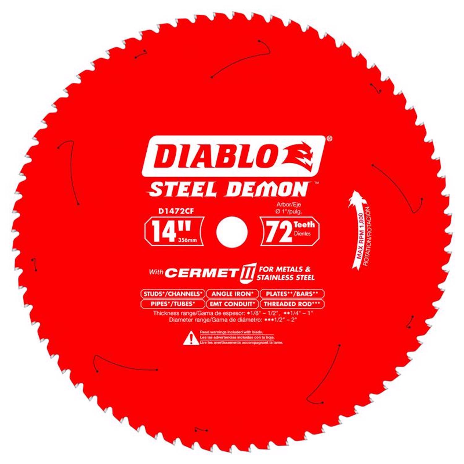 Diablo Steel Demon 14 in. D X 1 in. Medium Metal Cermet Circular Saw Blade 72 teeth 1 Pack