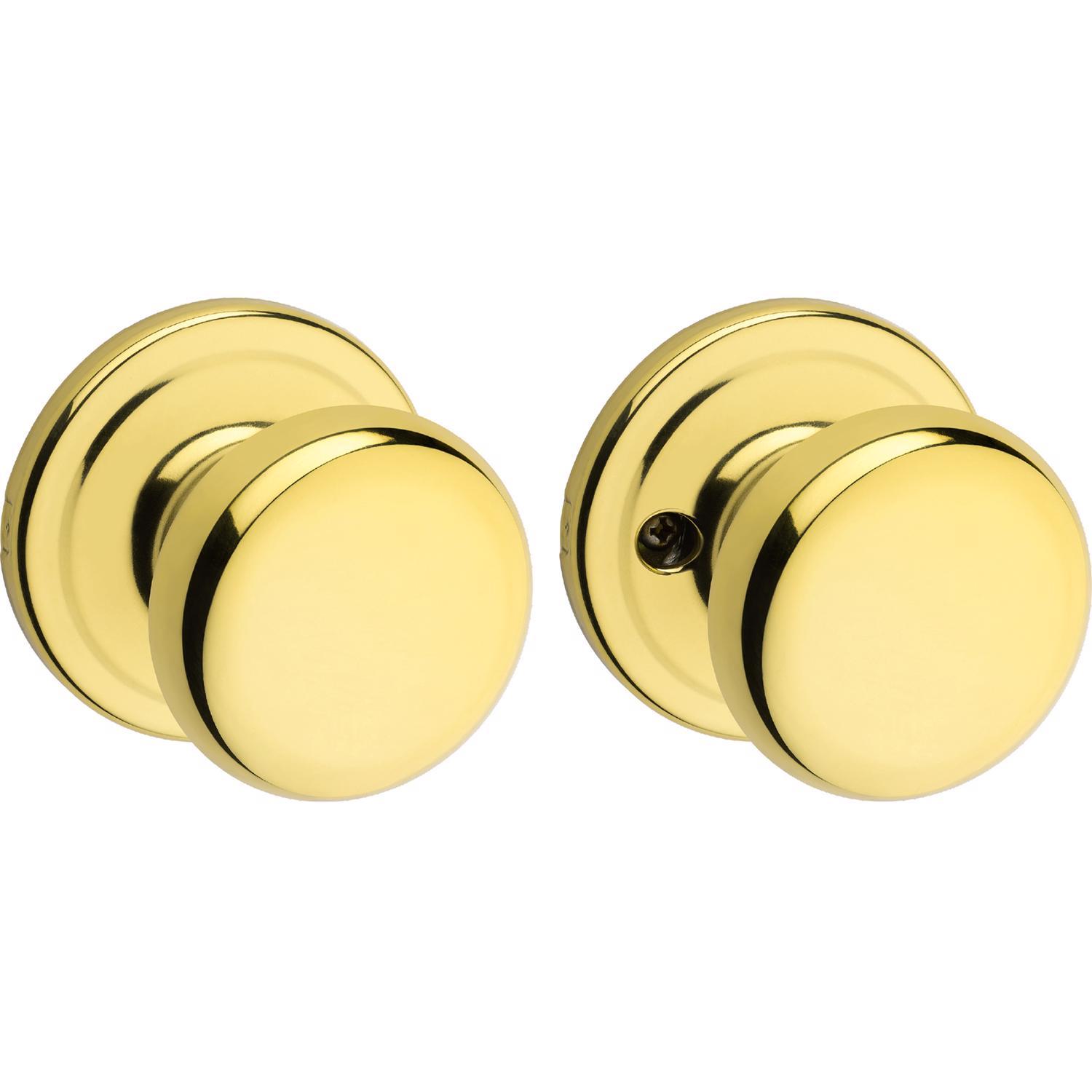 Kwikset Juno Polished Brass Passage Door Knob 1-3/4 in.