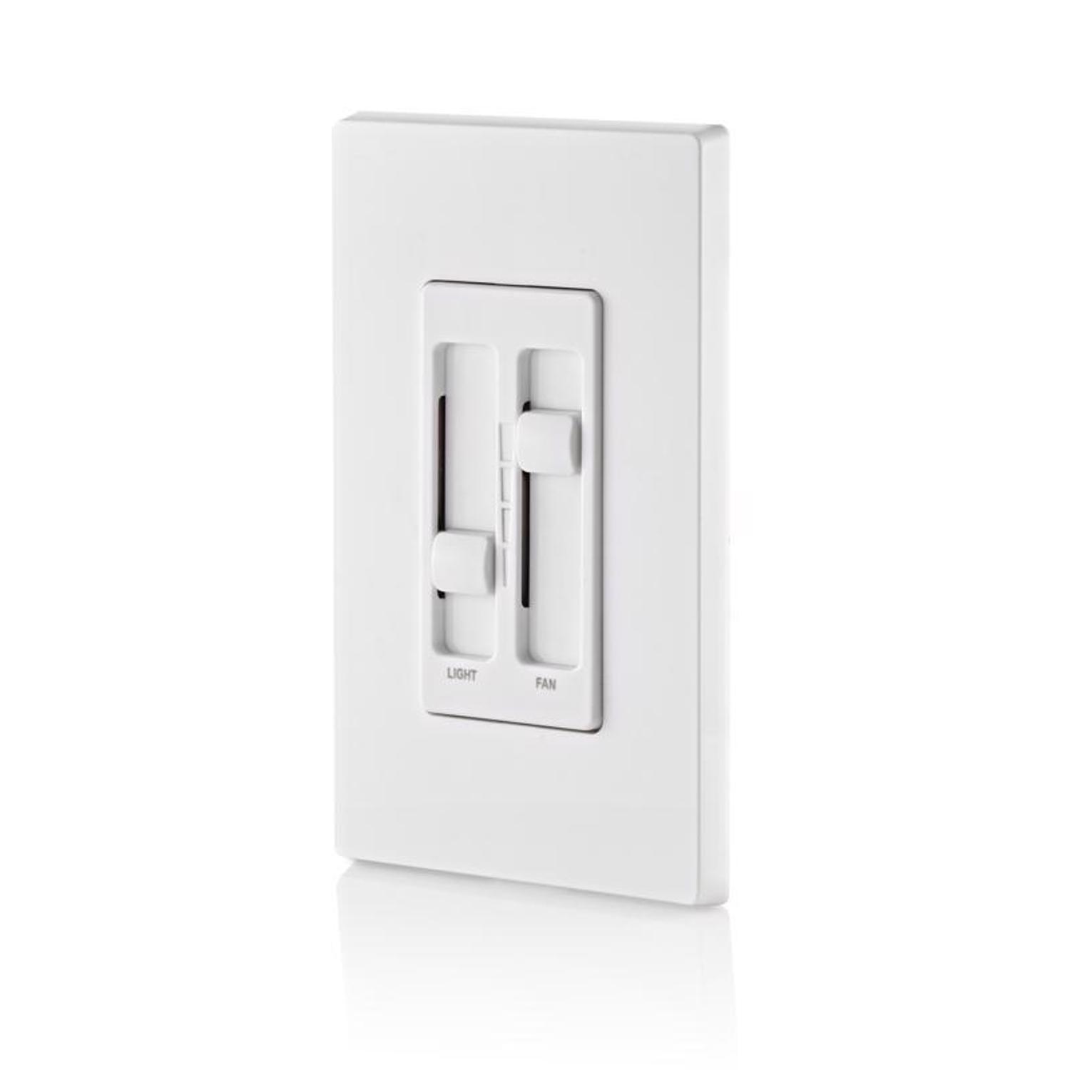 Leviton Decora SureSlide White Fan/LED Dimmer Slide Switch 1 pk