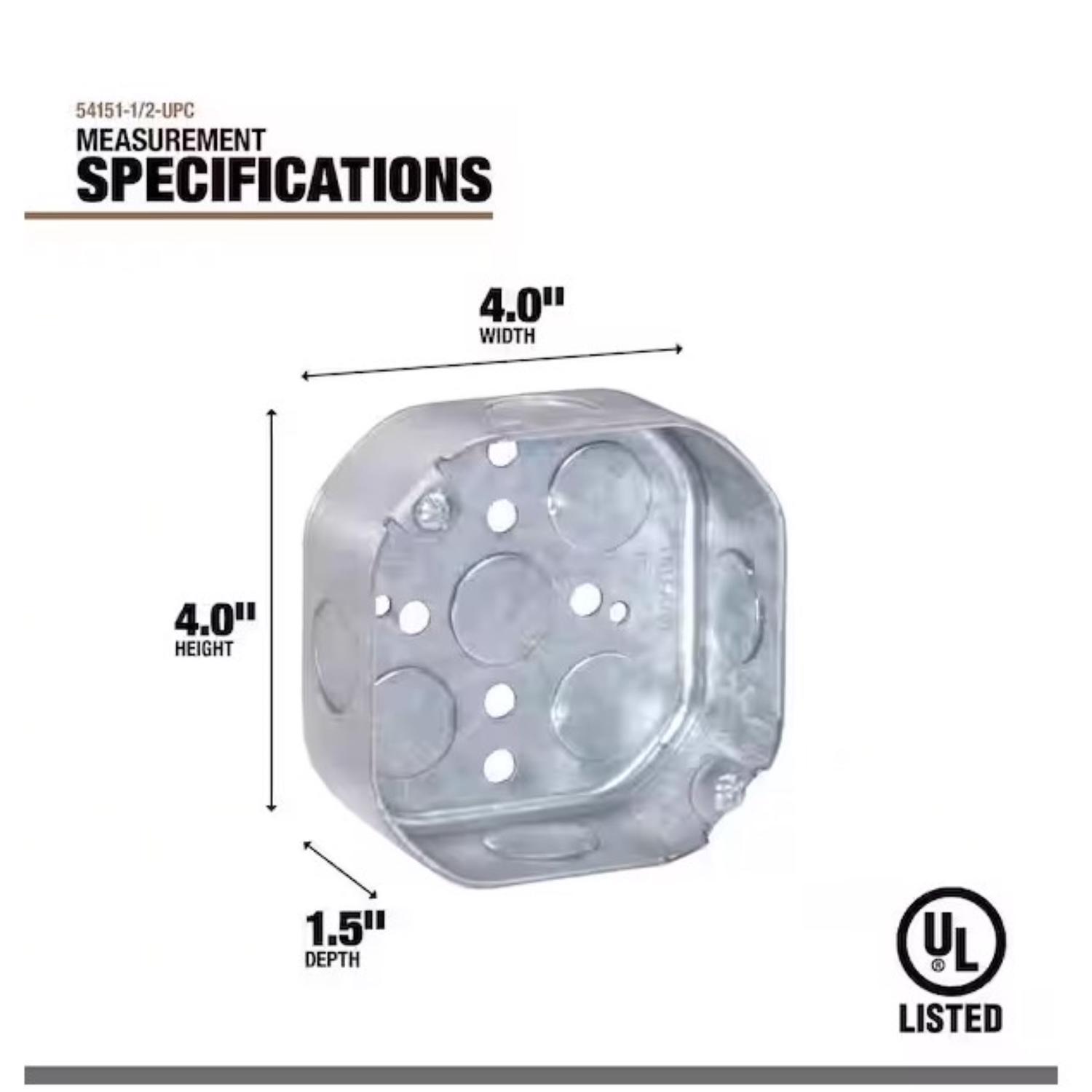 Southwire Old Work 11.8 cu in Octagon Galvanized Steel Box Mount Silver
