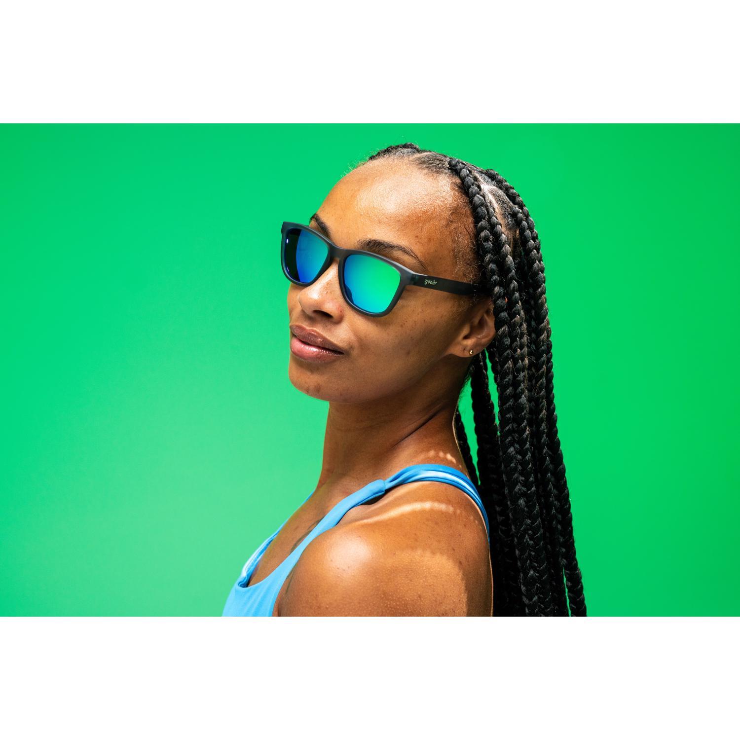 goodr OG - Silverback Squat Mobility Sunglasses Unisex Gray Frame Green Lens Polarized