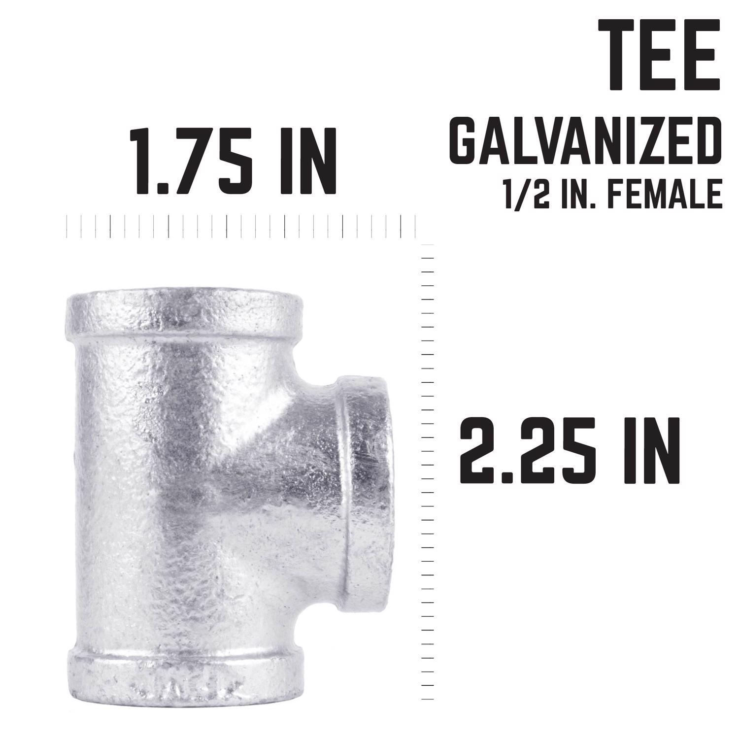 STZ Industries 1/2 in. FIP each X 1/2 in. D FIP 1/2 in. D FIP Galvanized Malleable Iron Tee