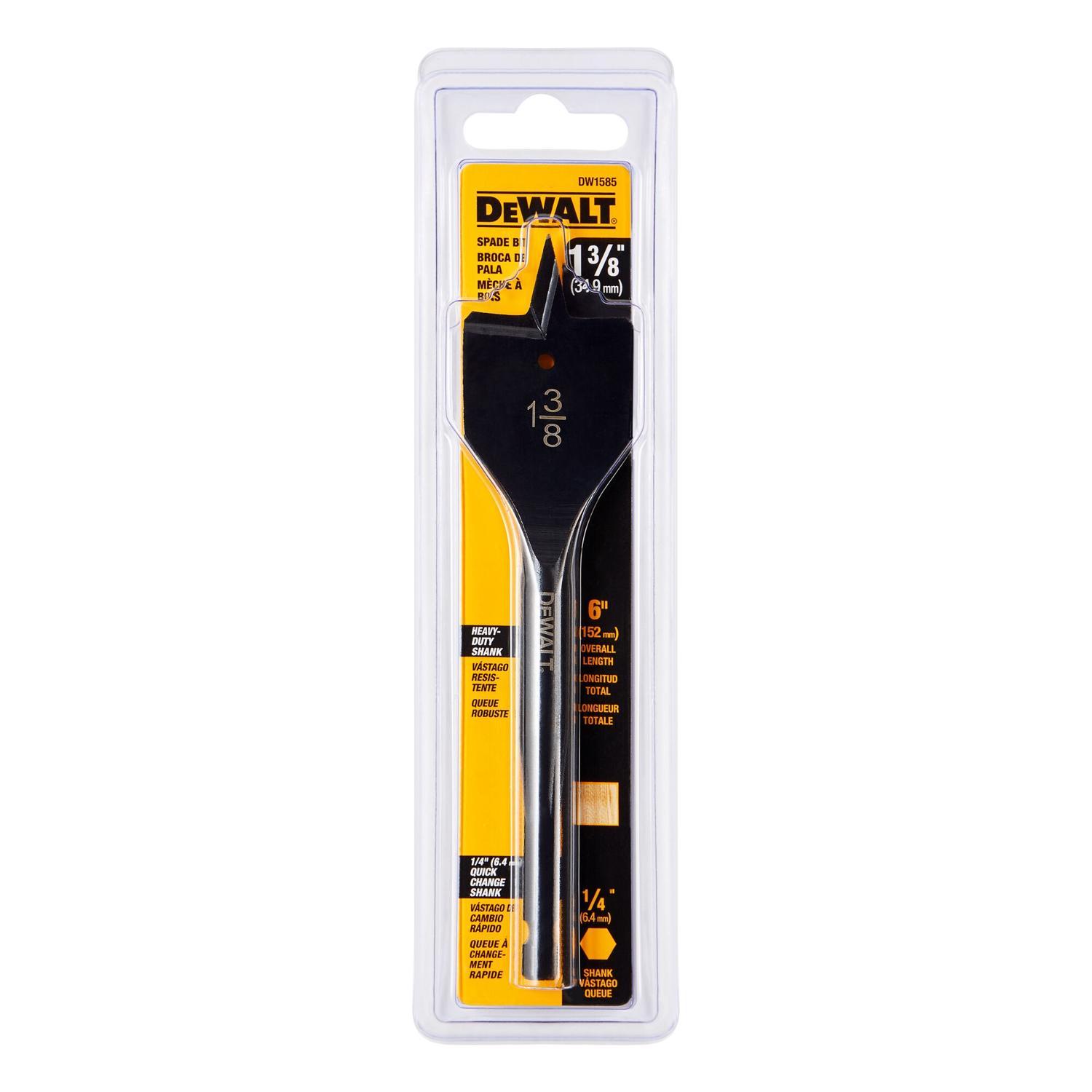 DEWALT 1-3/8 in. X 6 in. L Carbon Steel Spade Bit Hex Shank 1 pk