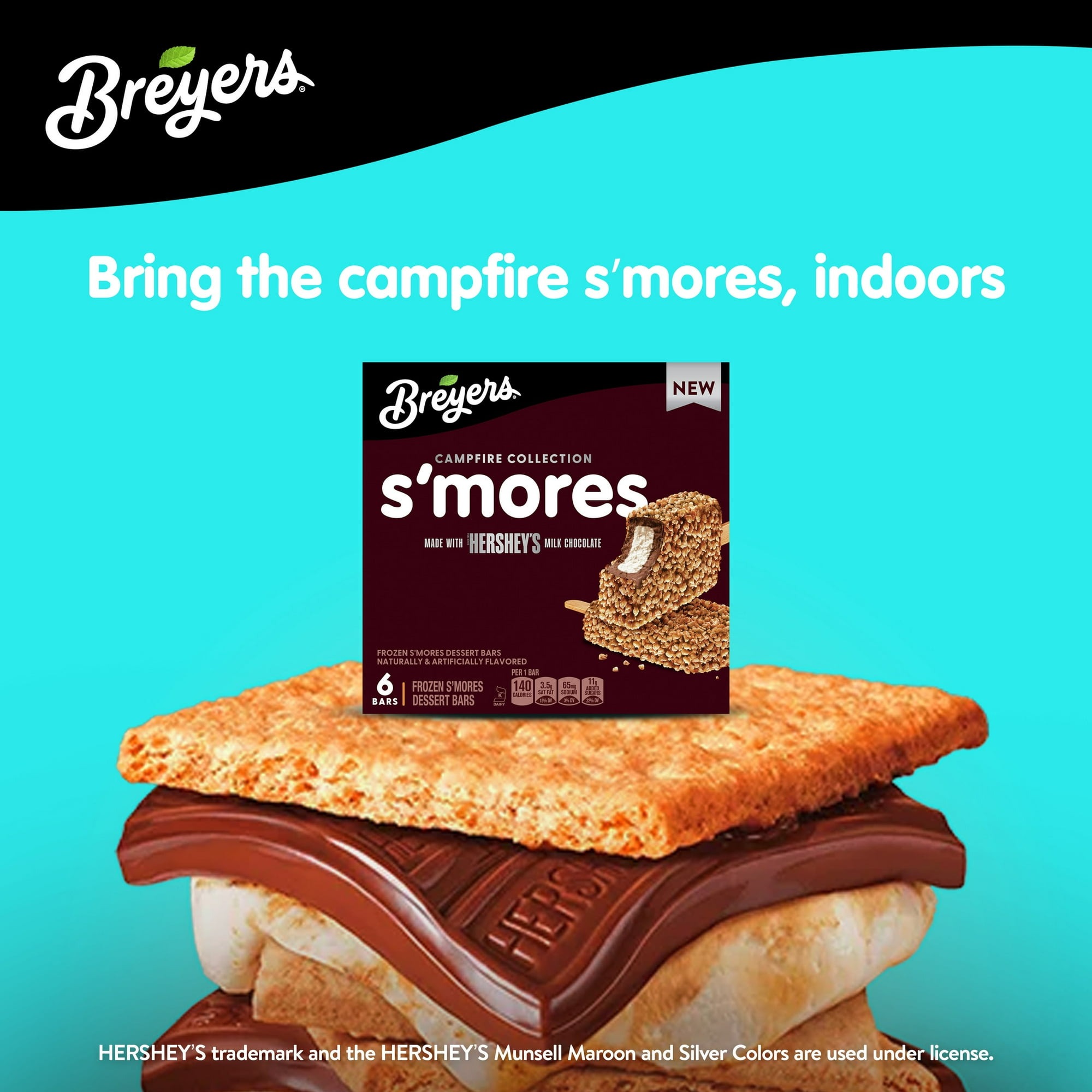 Breyers Campfire Collection S'mores Bar Ice Cream made with Hershey's milk chocolate 18 fl oz 6 Ct