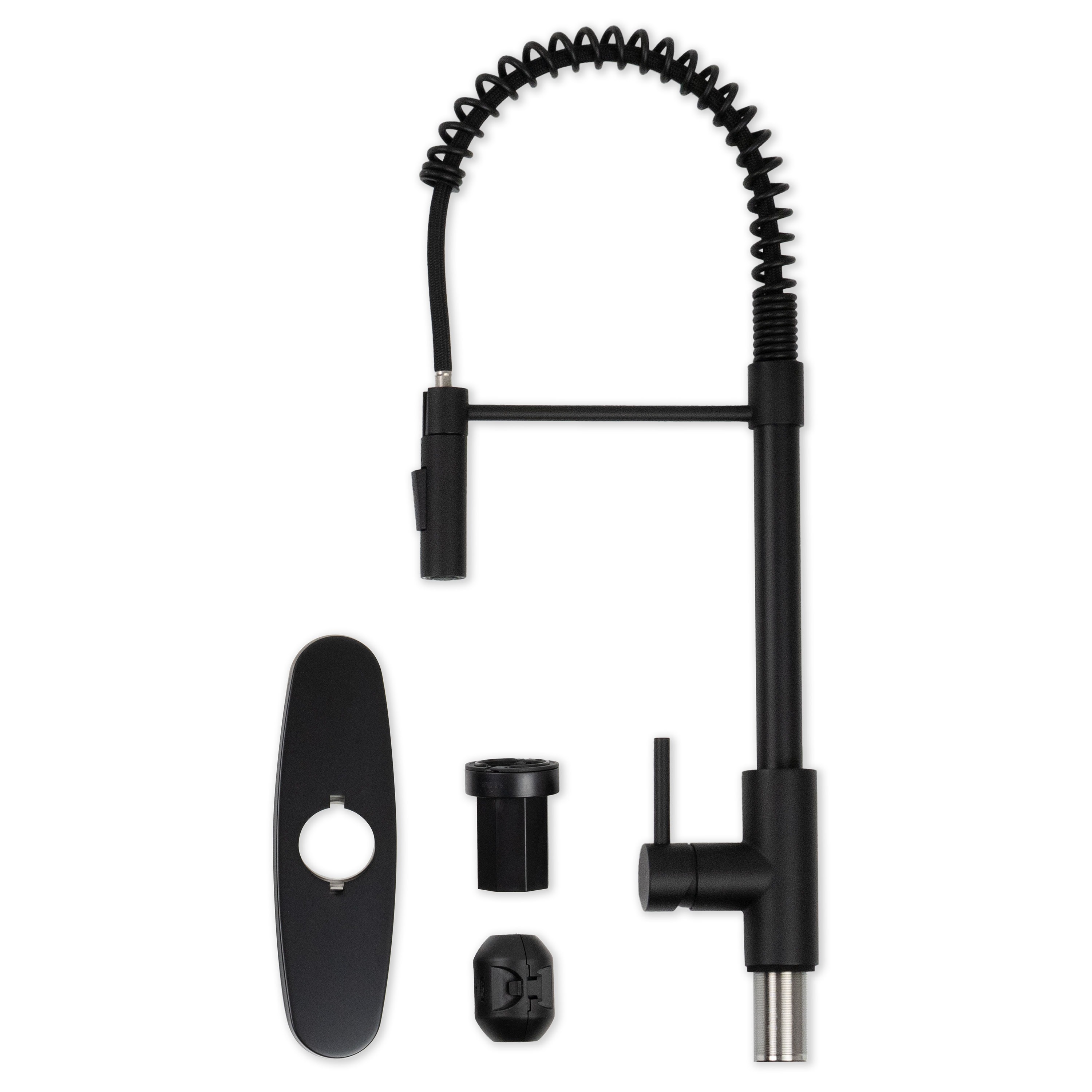MSI 1-HANDLE PULL-DOWN SPRAYER KITCHEN FAUCET WITH DECKPLATE - 804 MATTE BLACK