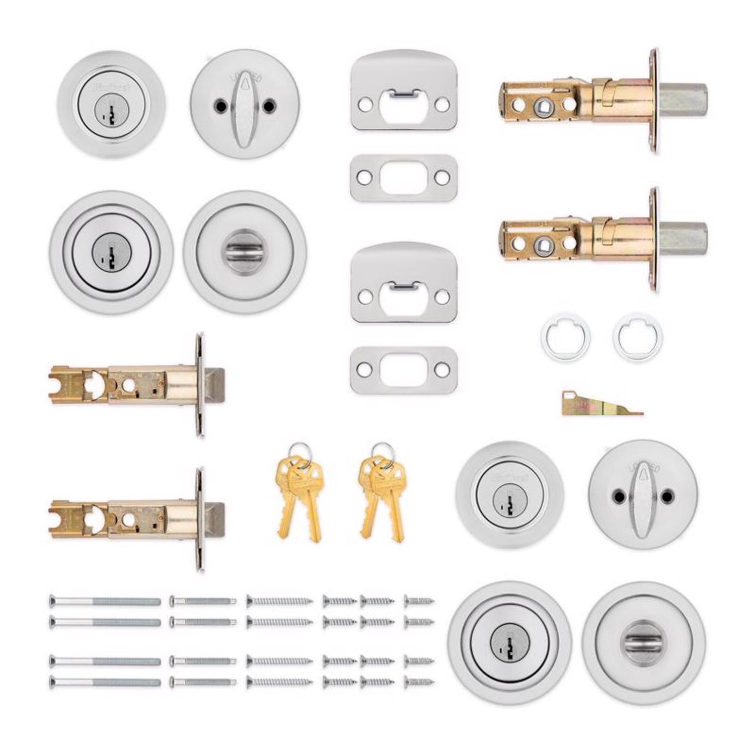 Kwikset Tylo Satin Chrome Deadbolt and Entry Door Knob 1-3/4 in.