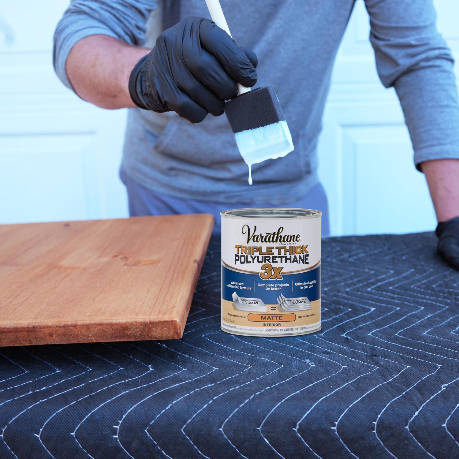 Varathane Transparent Matte Clear Water-Based Acrylic Triple Thick Polyurethane 1 qt