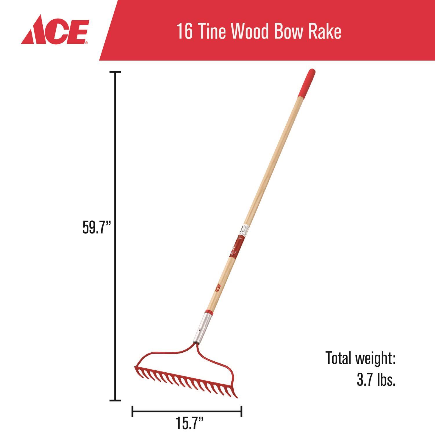 Ace 60 in. 16 Tine Steel Bow Rake Wood Handle
