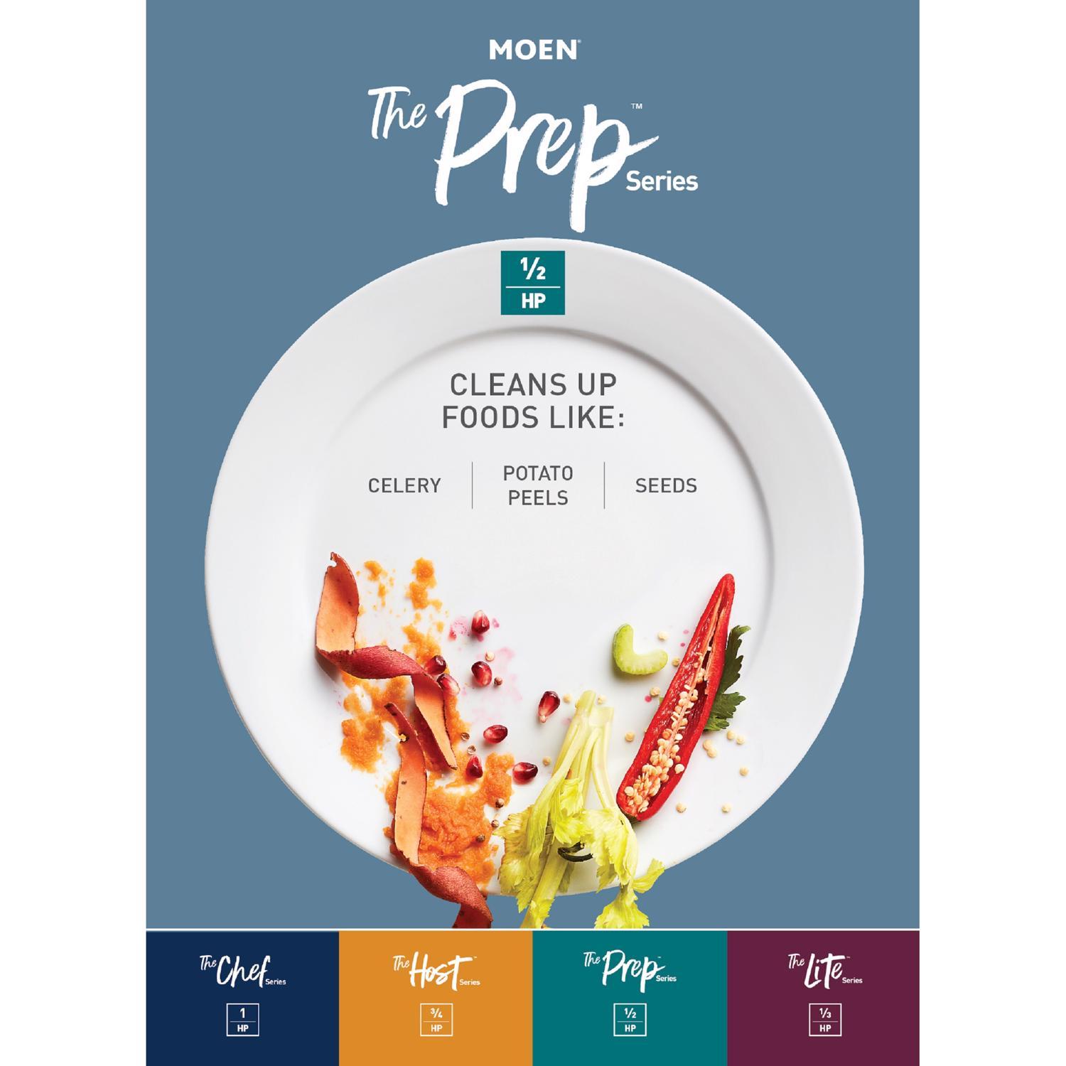 Moen The Prep Series 1/2 HP Continuous Feed Garbage Disposal with Power Cord