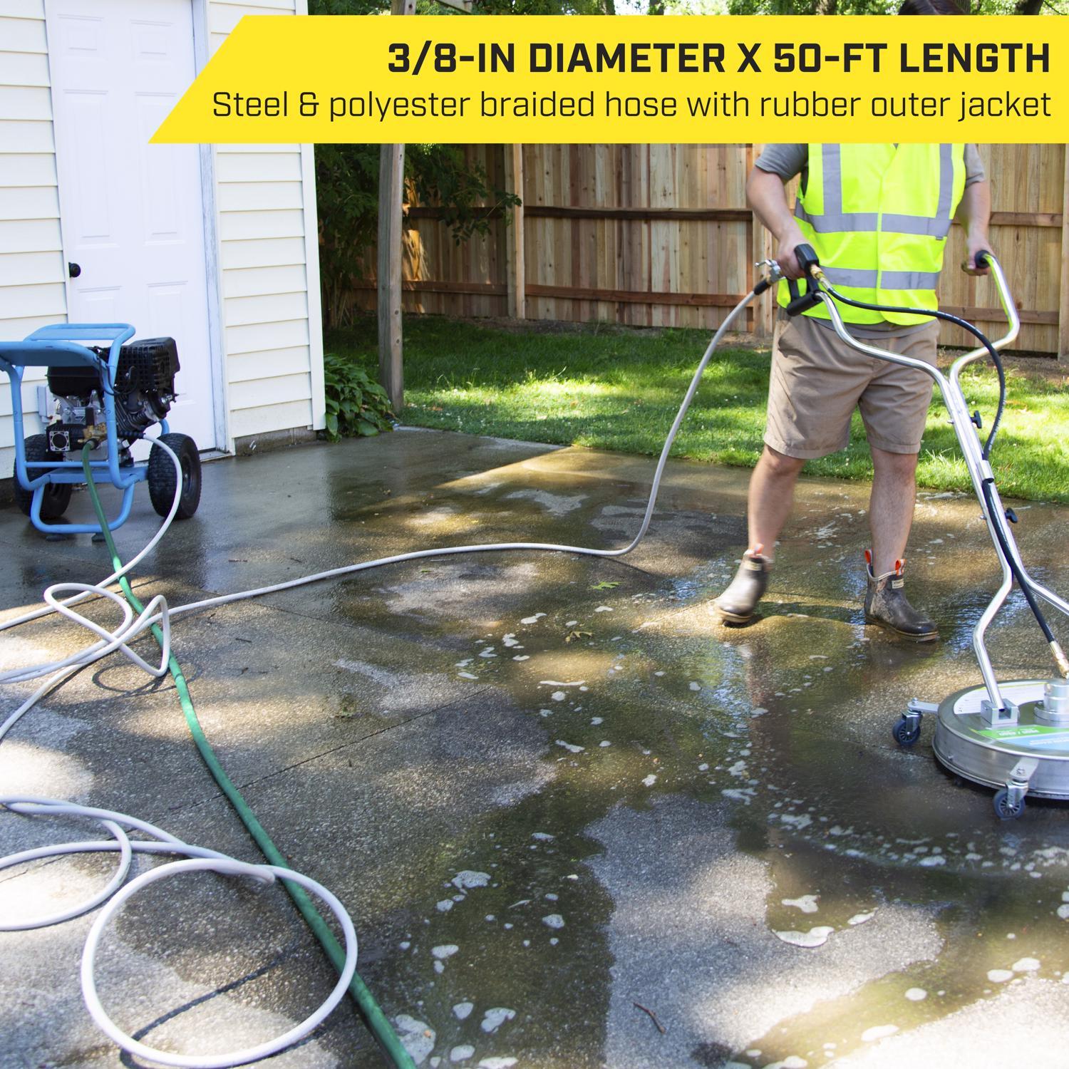 SurfaceMaxx 3/8 in. D X 50 ft. L Steel and Polyester Braided Pressure Washer Hose 4500 psi