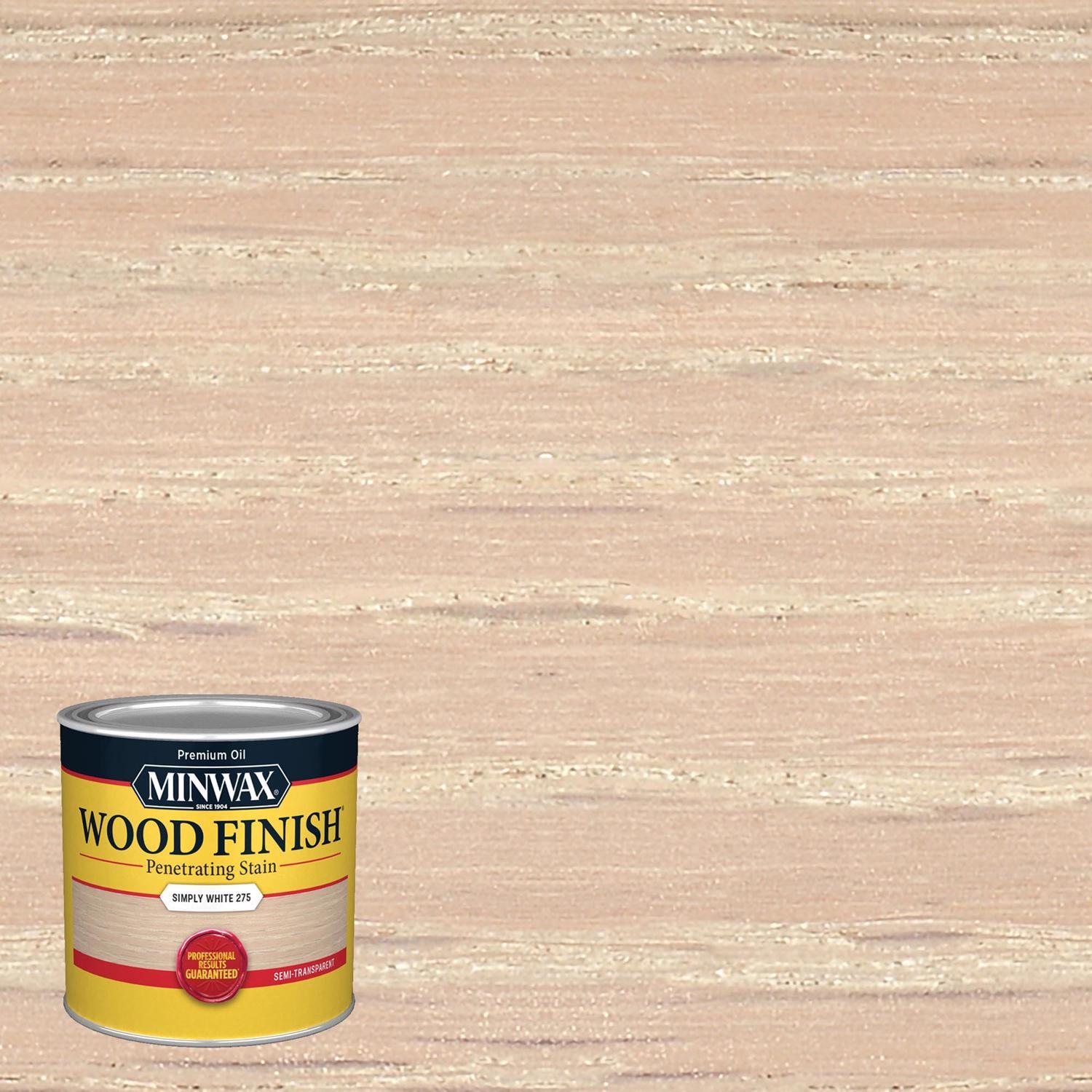 Minwax Wood Finish Semi-Transparent Simply White Oil-Based Penetrating Wood Finish 1/2 pt