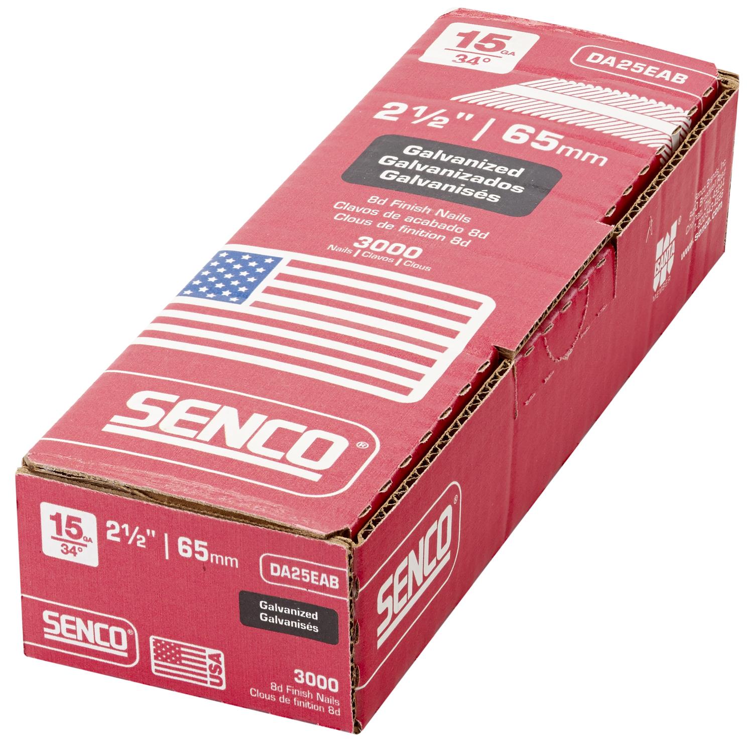 Senco 2-1/2 in. L X 15 Ga. Angled Strip Galvanized Finish Nails 34 deg 3000 pk