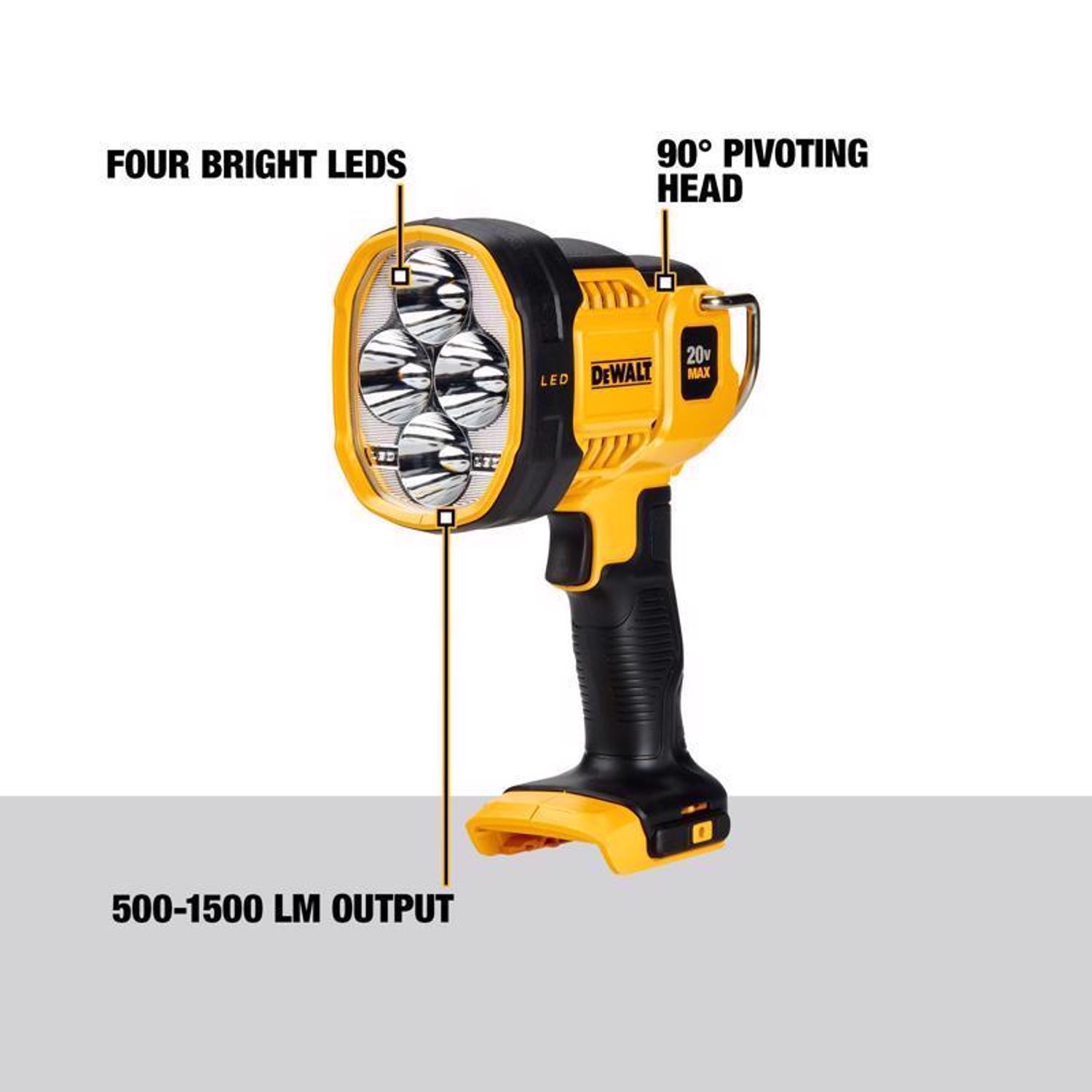 DeWalt 20V MAX 1500 lm Black/Yellow LED Rechargeable Jobsite Spotlight