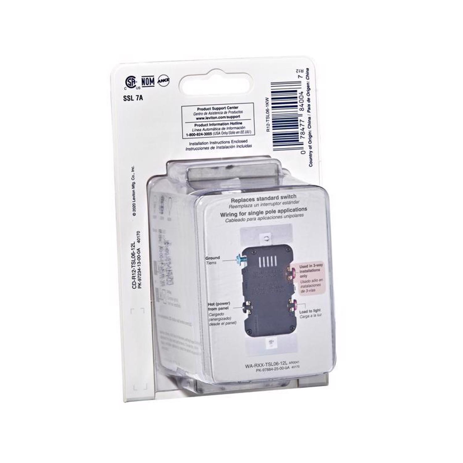 Leviton White 600 W Toggle Dimmer Switch 1 pk