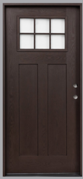 Door Unit 3' LH Fiberglass Craftsman 6lite Dark Walnut