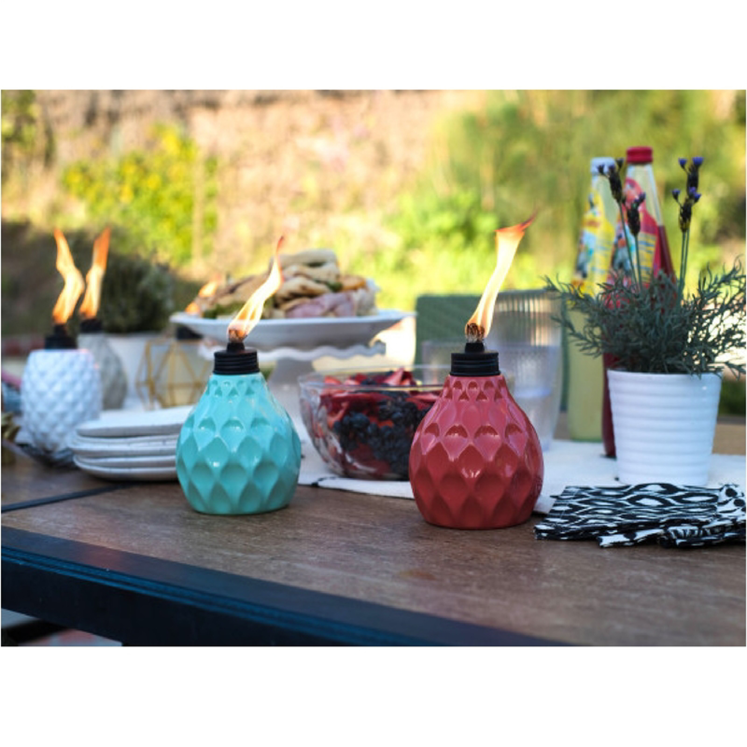 Tiki Assorted Glass 6 in. Seaside Escape Tabletop Torch 1 pc