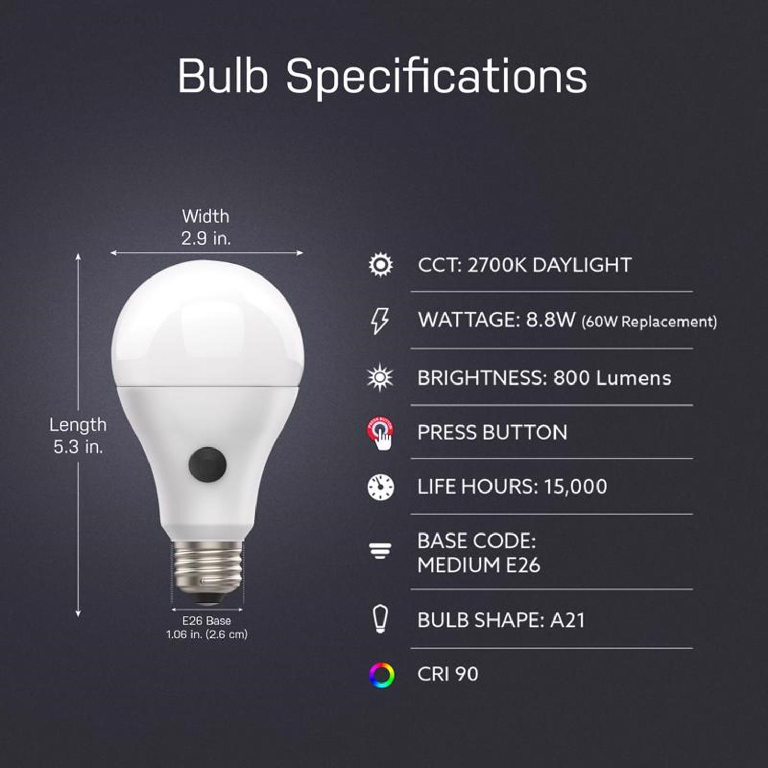 Feit A21 E26 (Medium) LED Bulb Soft White 60 Watt Equivalence 1 pk