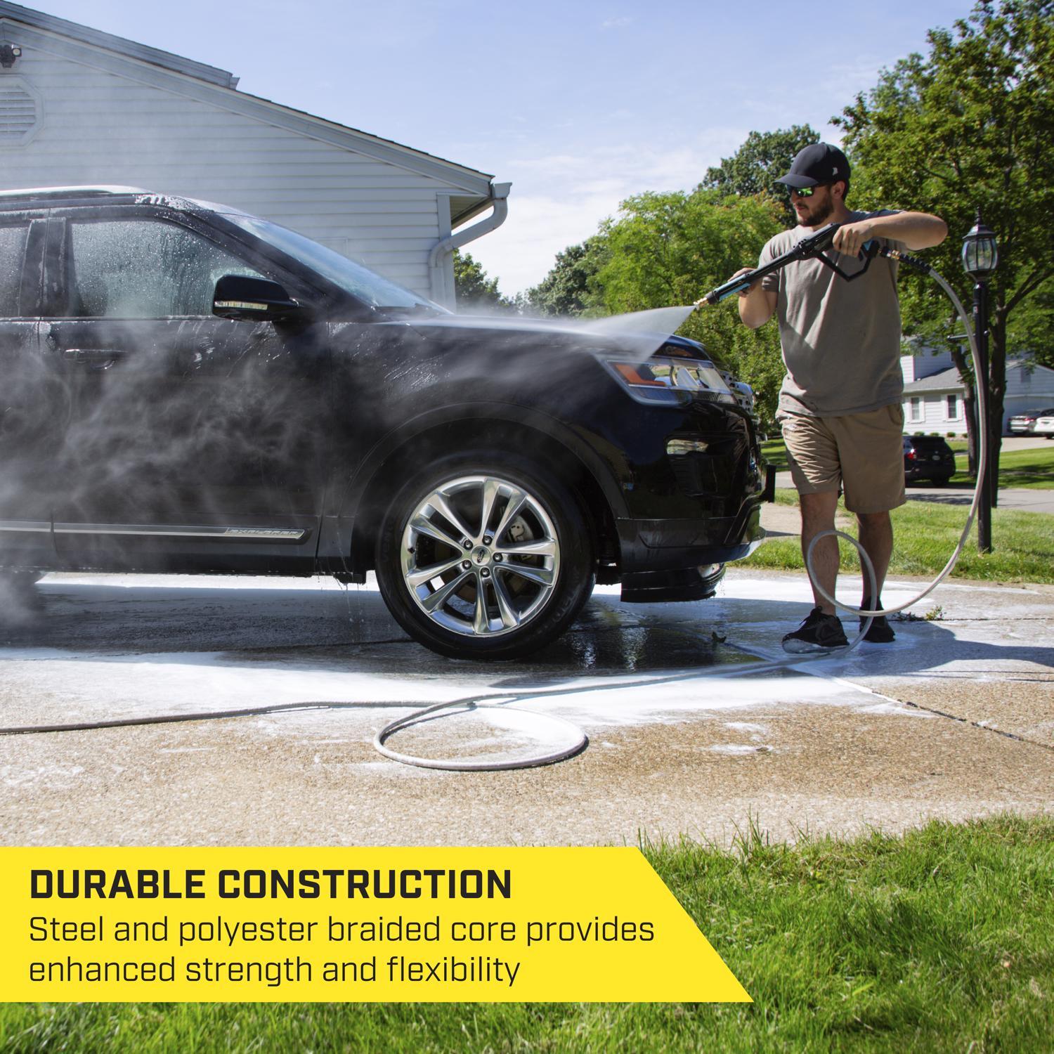 SurfaceMaxx 3/8 in. D X 50 ft. L Steel and Polyester Braided Pressure Washer Hose 4500 psi