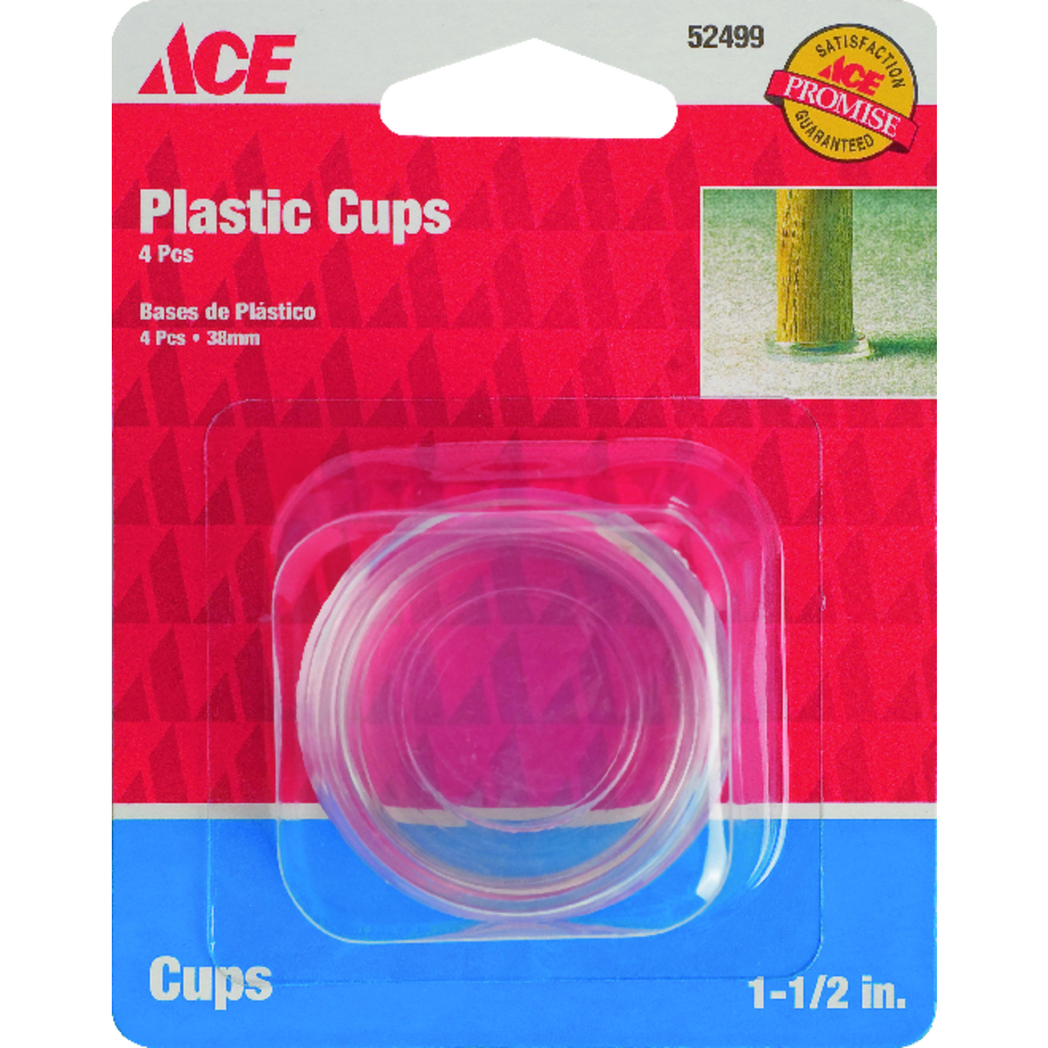 Ace Plastic Caster Cup Clear Round 1-1/2 in. W 4 pk