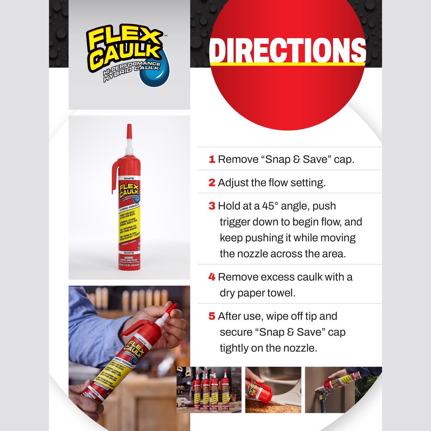 Flex Seal Family of Products Flex Caulk Clear Polymer Advanced Hybrid Polymer Caulk 6.6 fl. oz.
