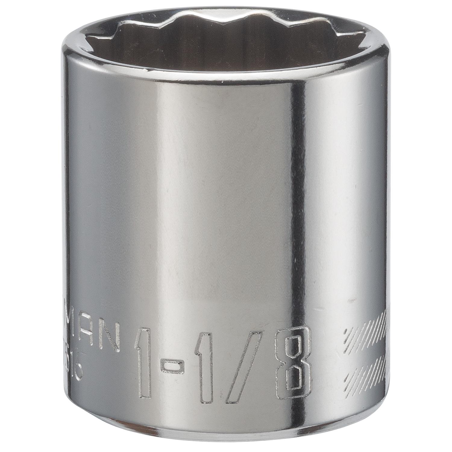 Craftsman 1-1/8 in. X 1/2 in. drive SAE 12 Point Standard Shallow Socket 1 pc